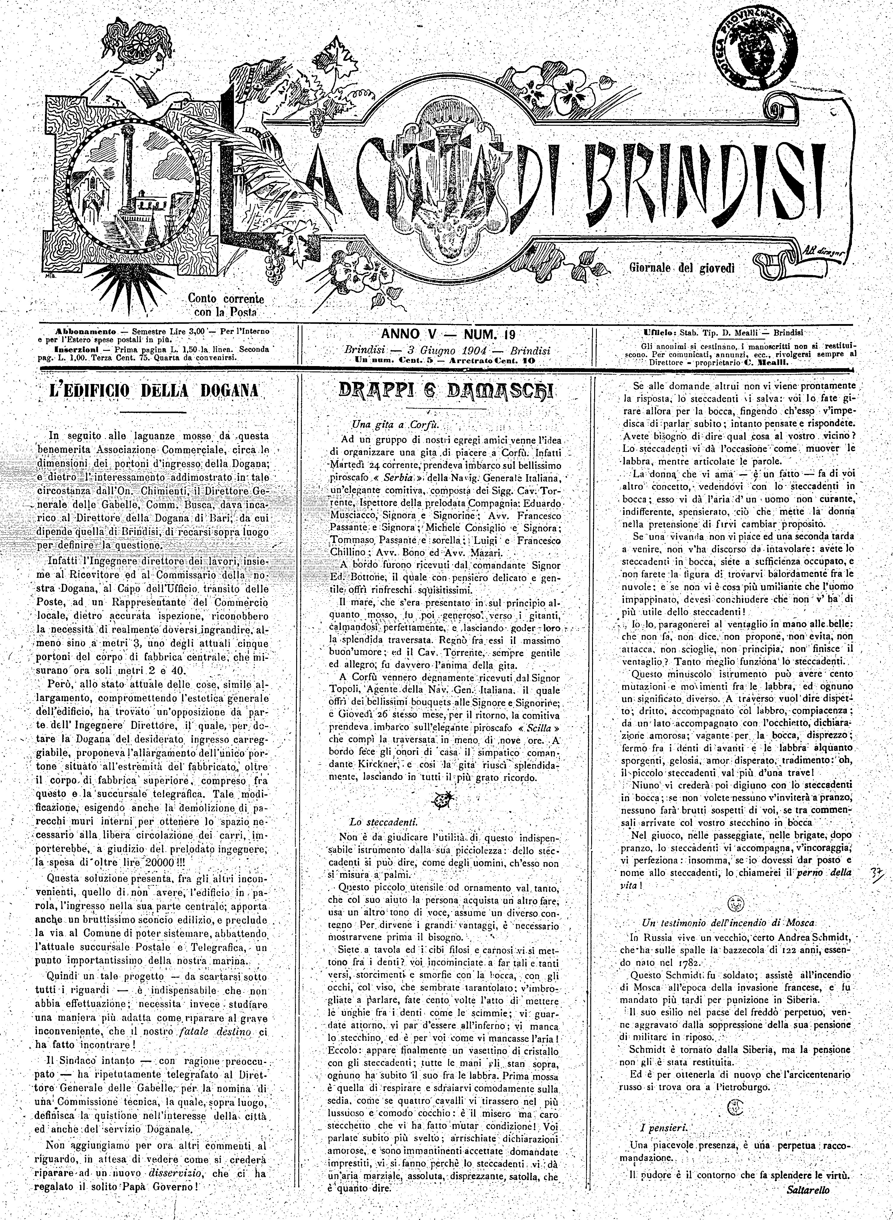 A. 5, n. 19 (03 Giu. 1904)