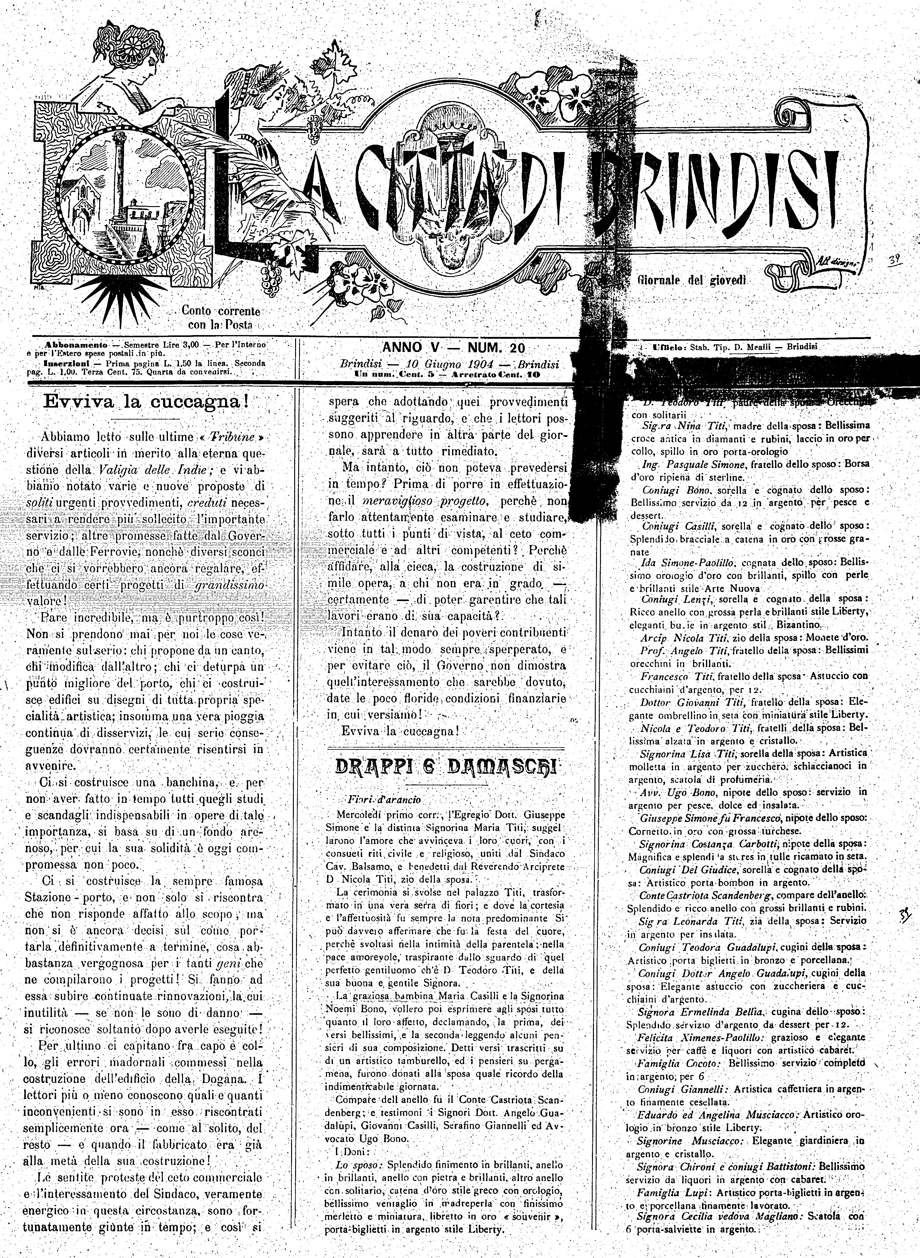 A. 5, n. 20 (10 Giu. 1904)