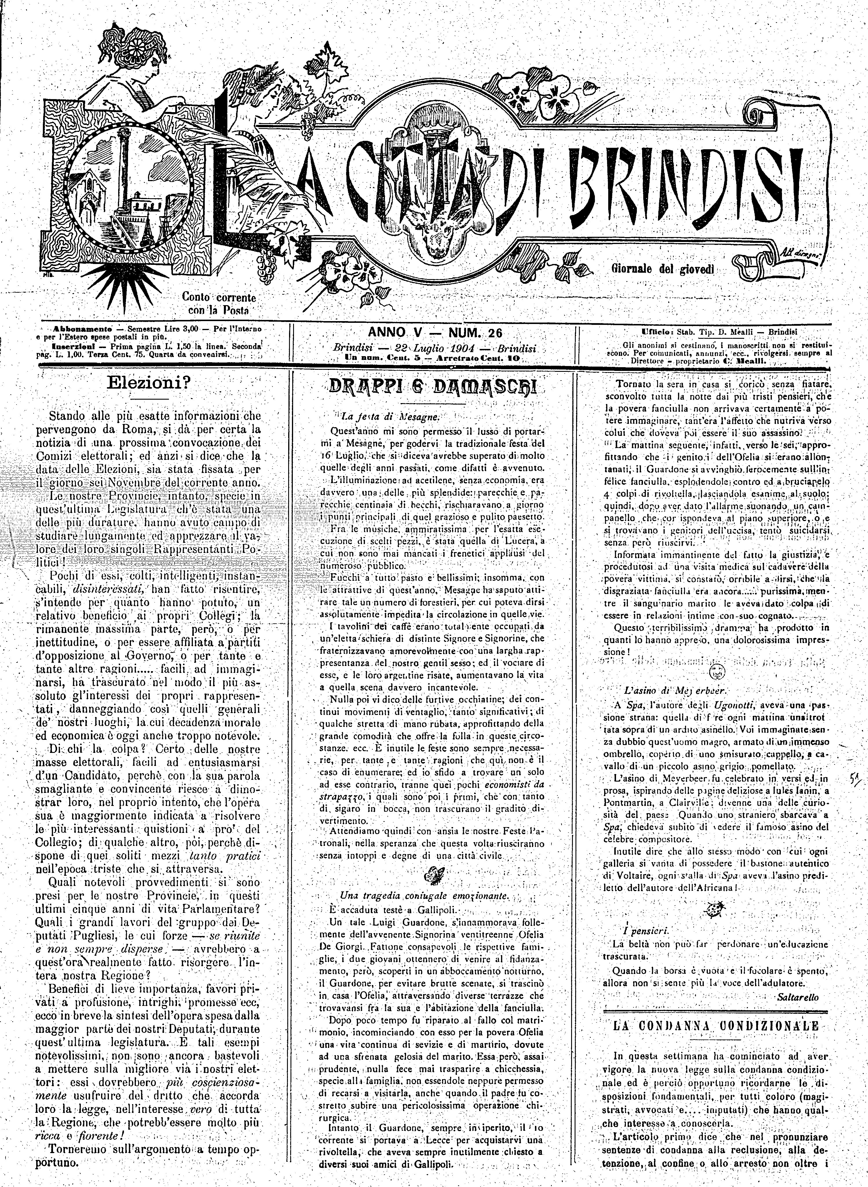 A. 5, n. 26 (22 Lug. 1904)