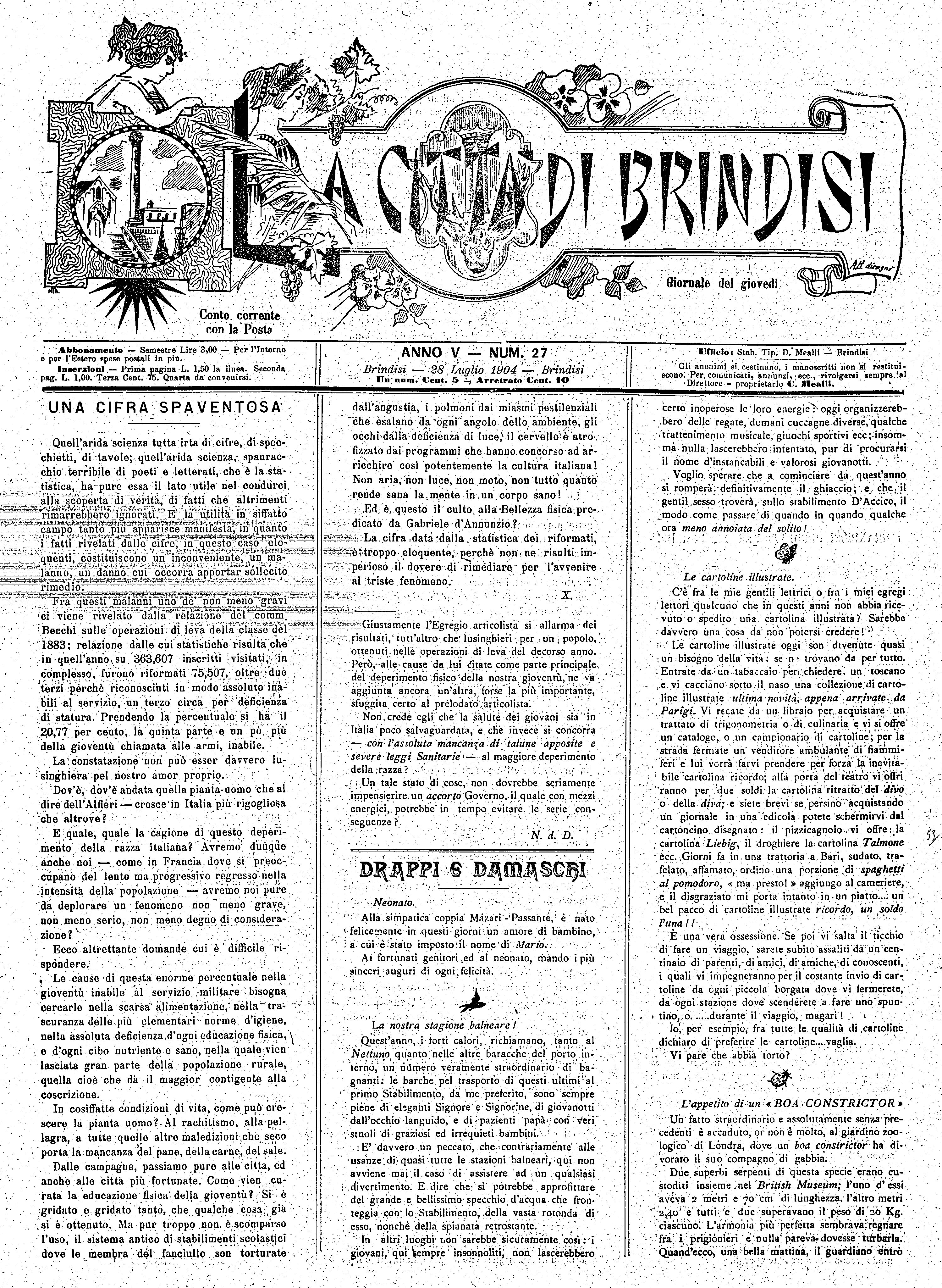 A. 5, n. 27 (28 Lug. 1904)