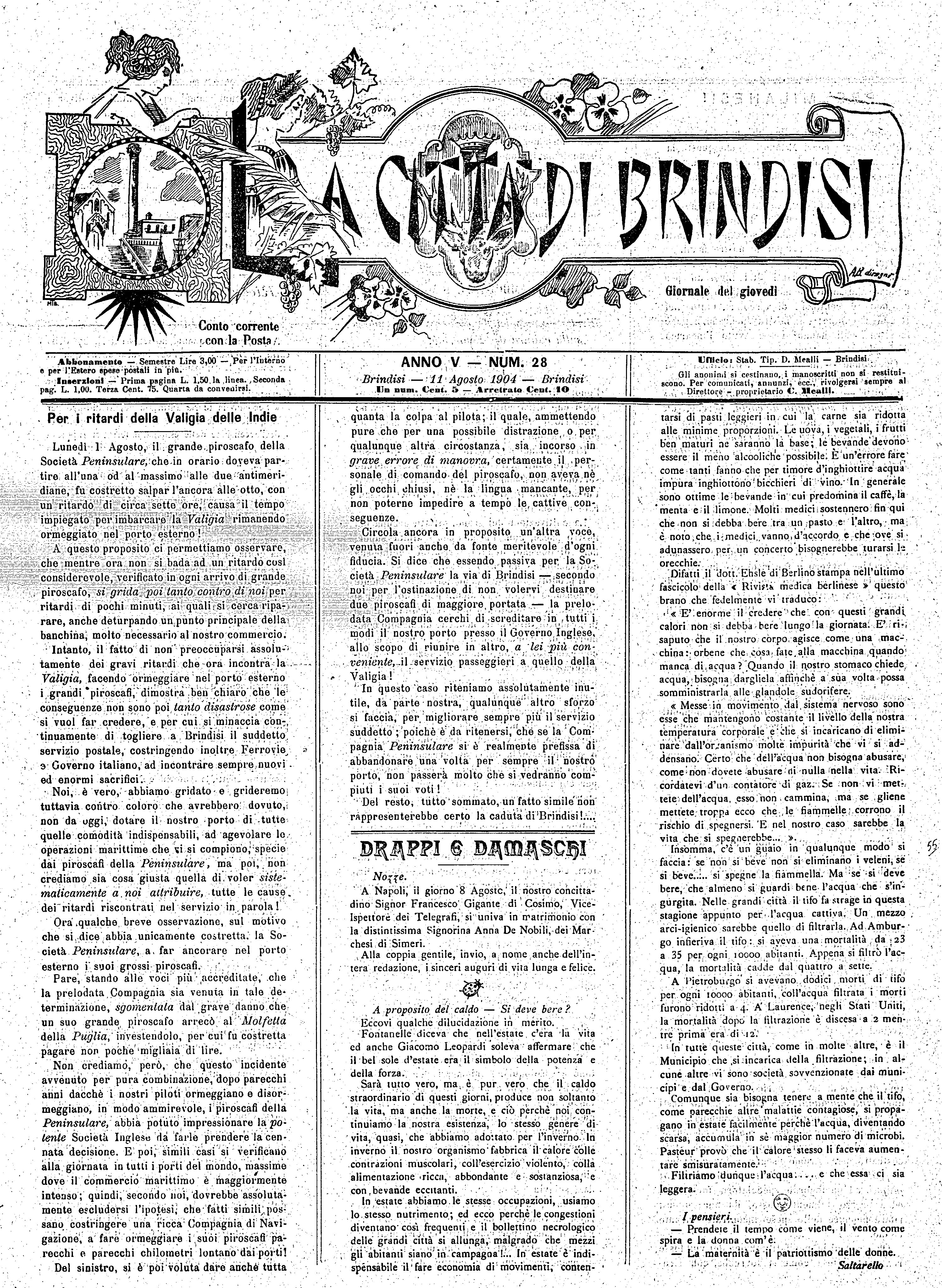 A. 5, n. 28 (11 Ago. 1904)