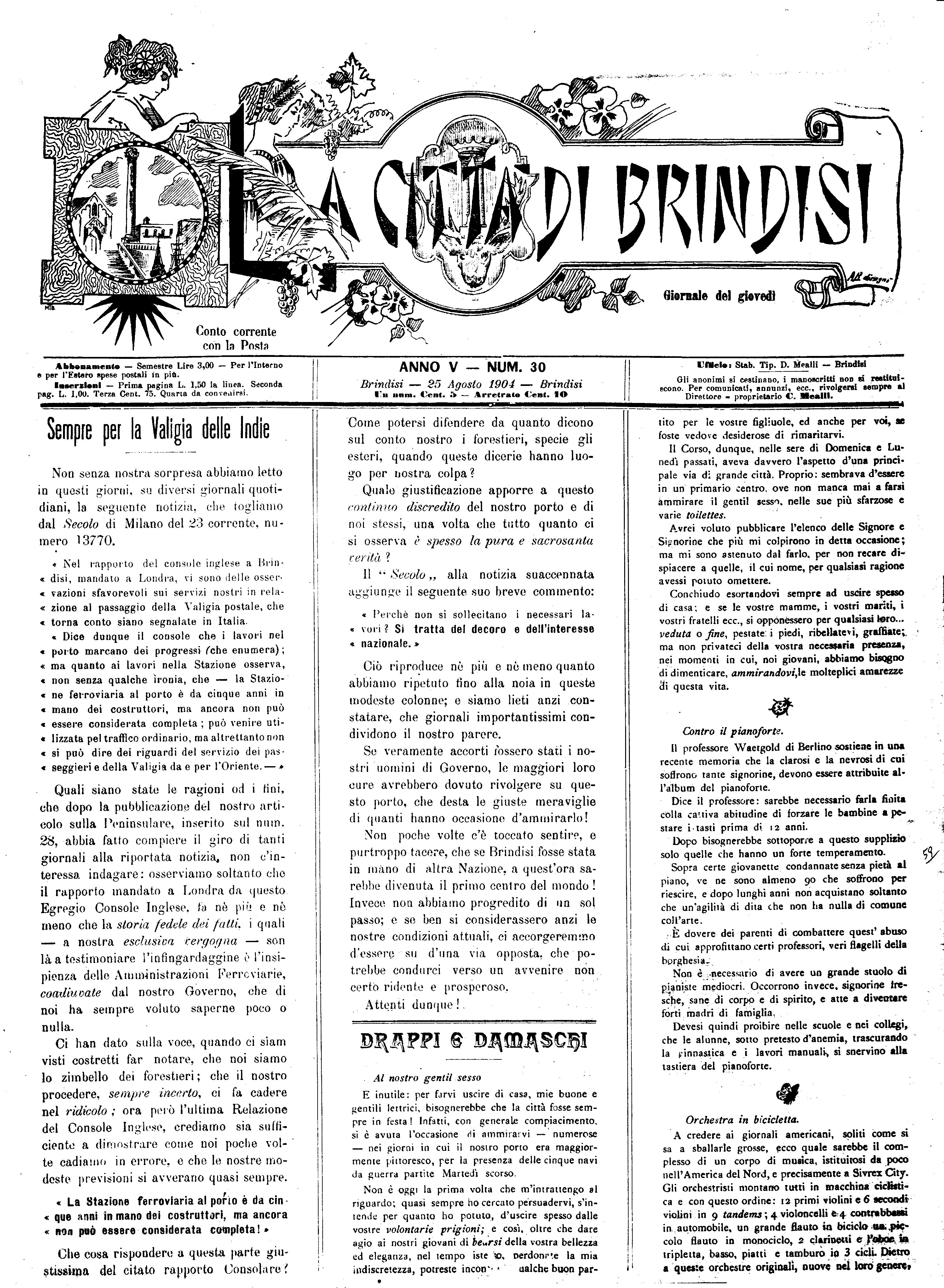 A. 5, n. 30 (25 Ago. 1904)