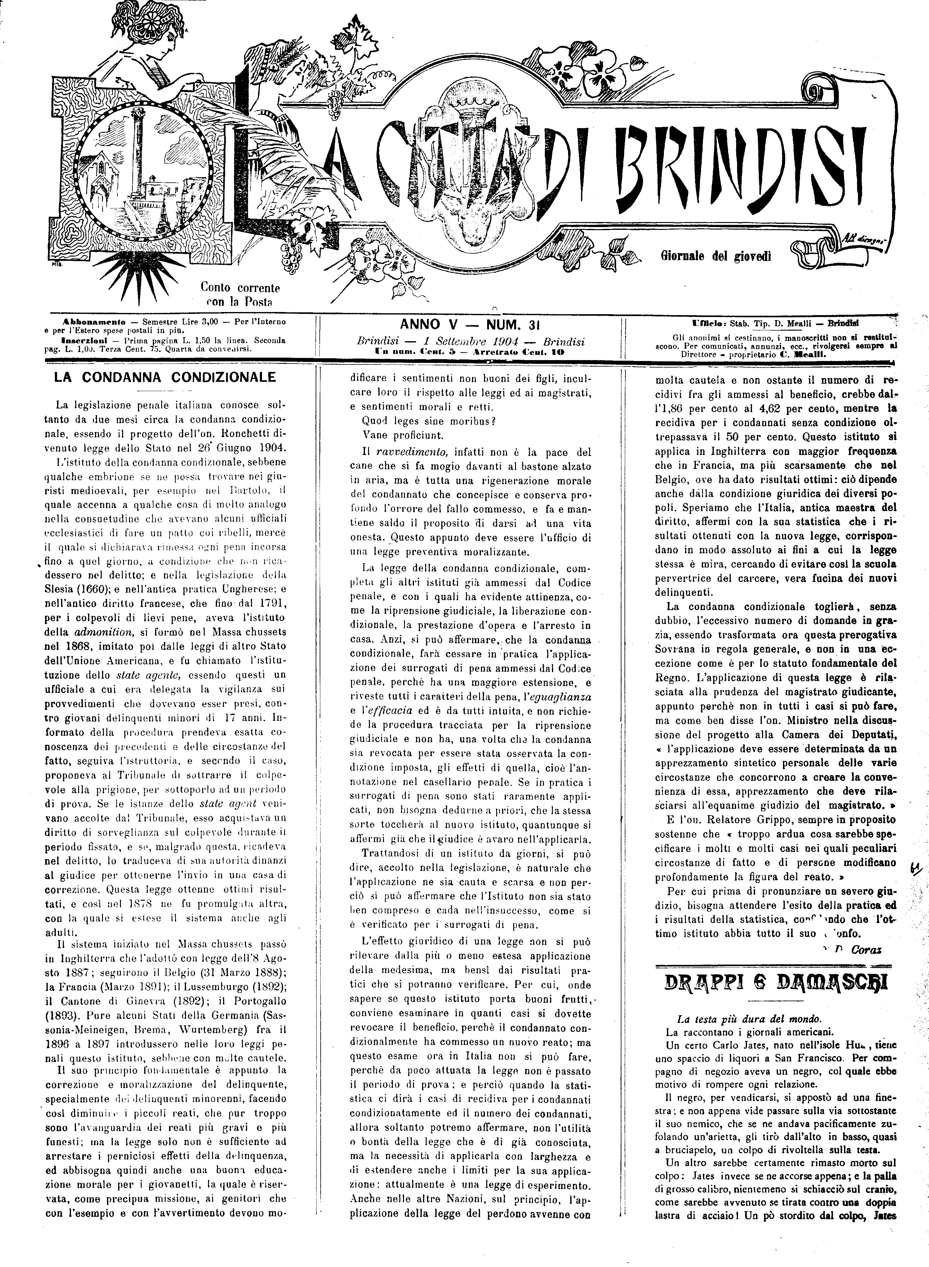 A. 5, n. 31 (01 Sett. 1904)