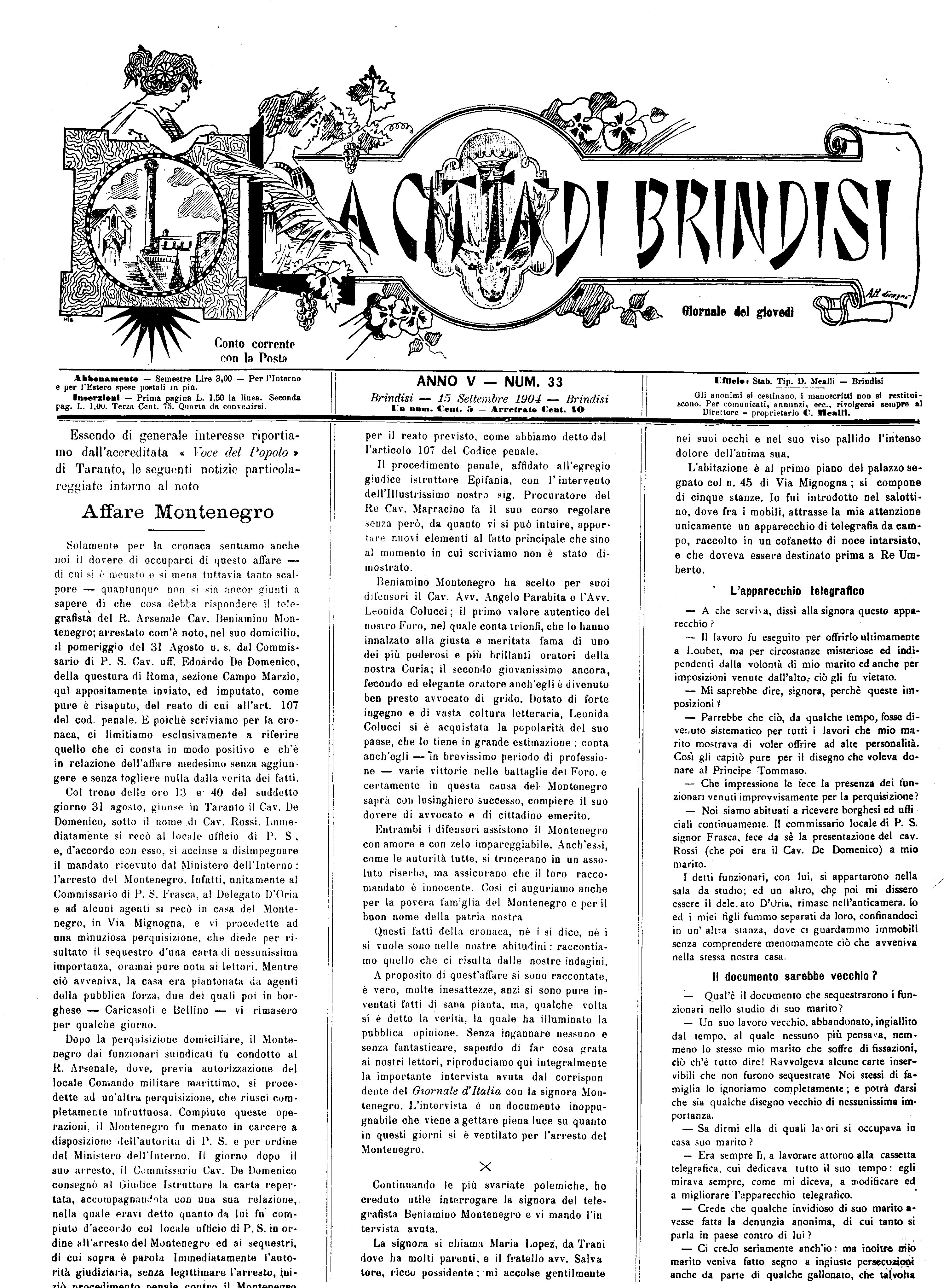 A. 5, n. 33 (15 Sett. 1904)