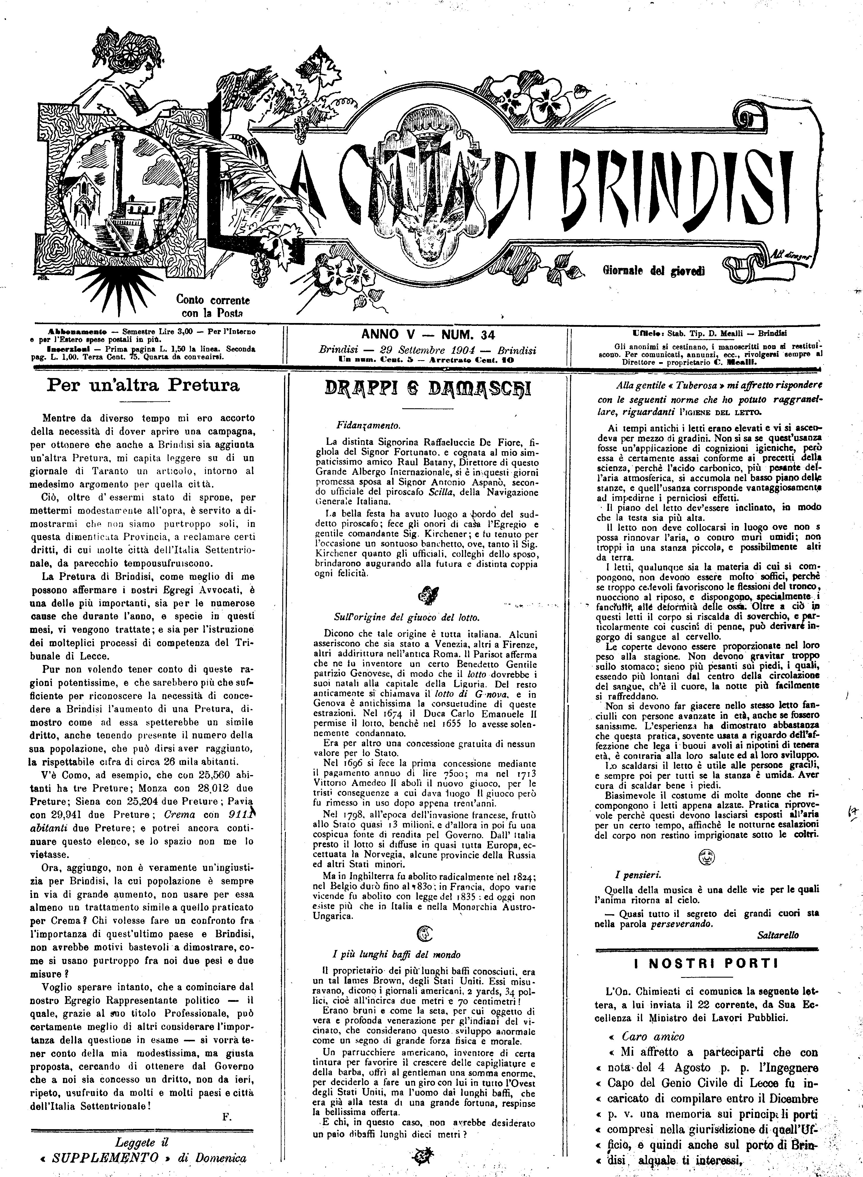 A. 5, n. 34 (29 Sett. 1904)
