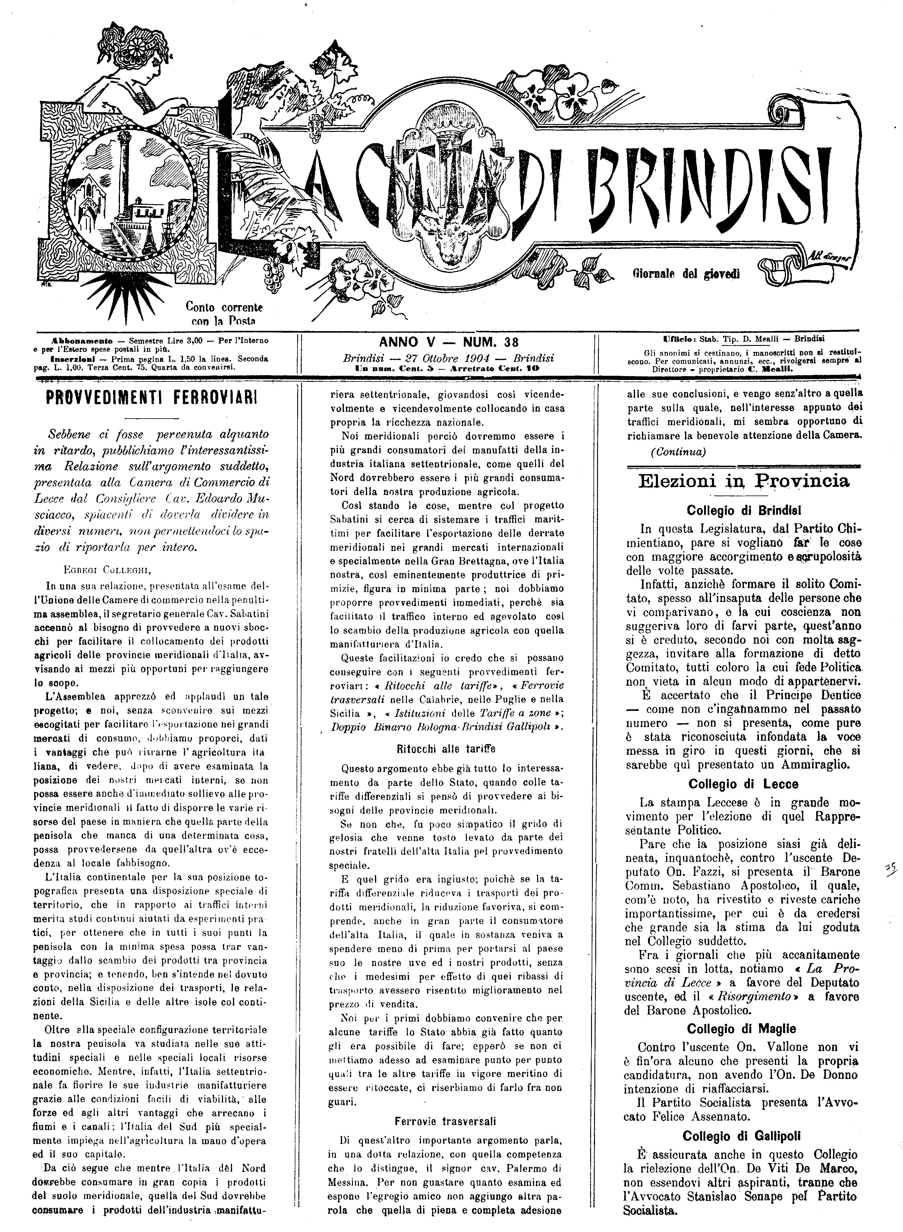 A. 5, n. 38 (27 Ott. 1904)
