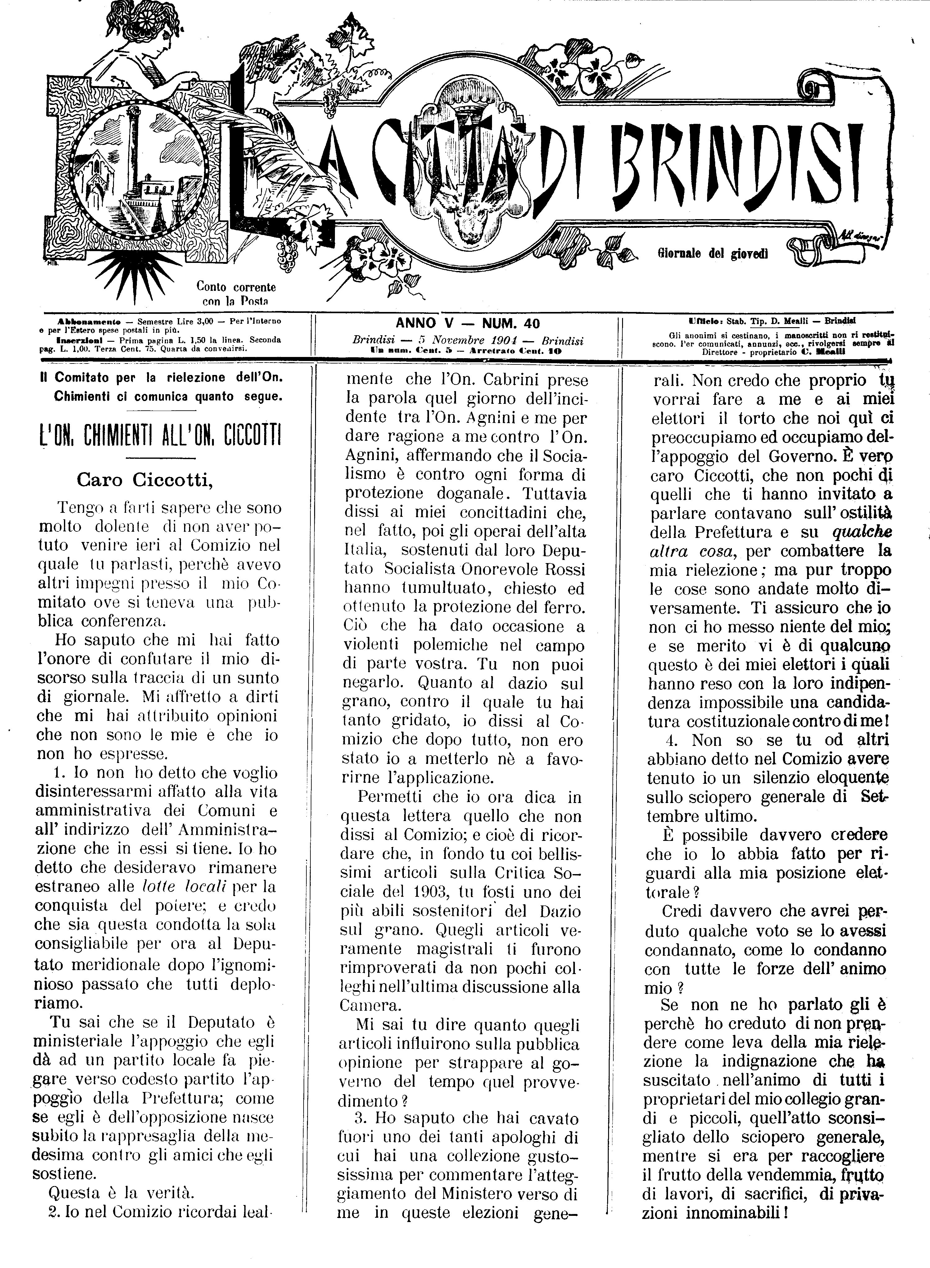 A. 5, n. 40 (05 Nov. 1904)