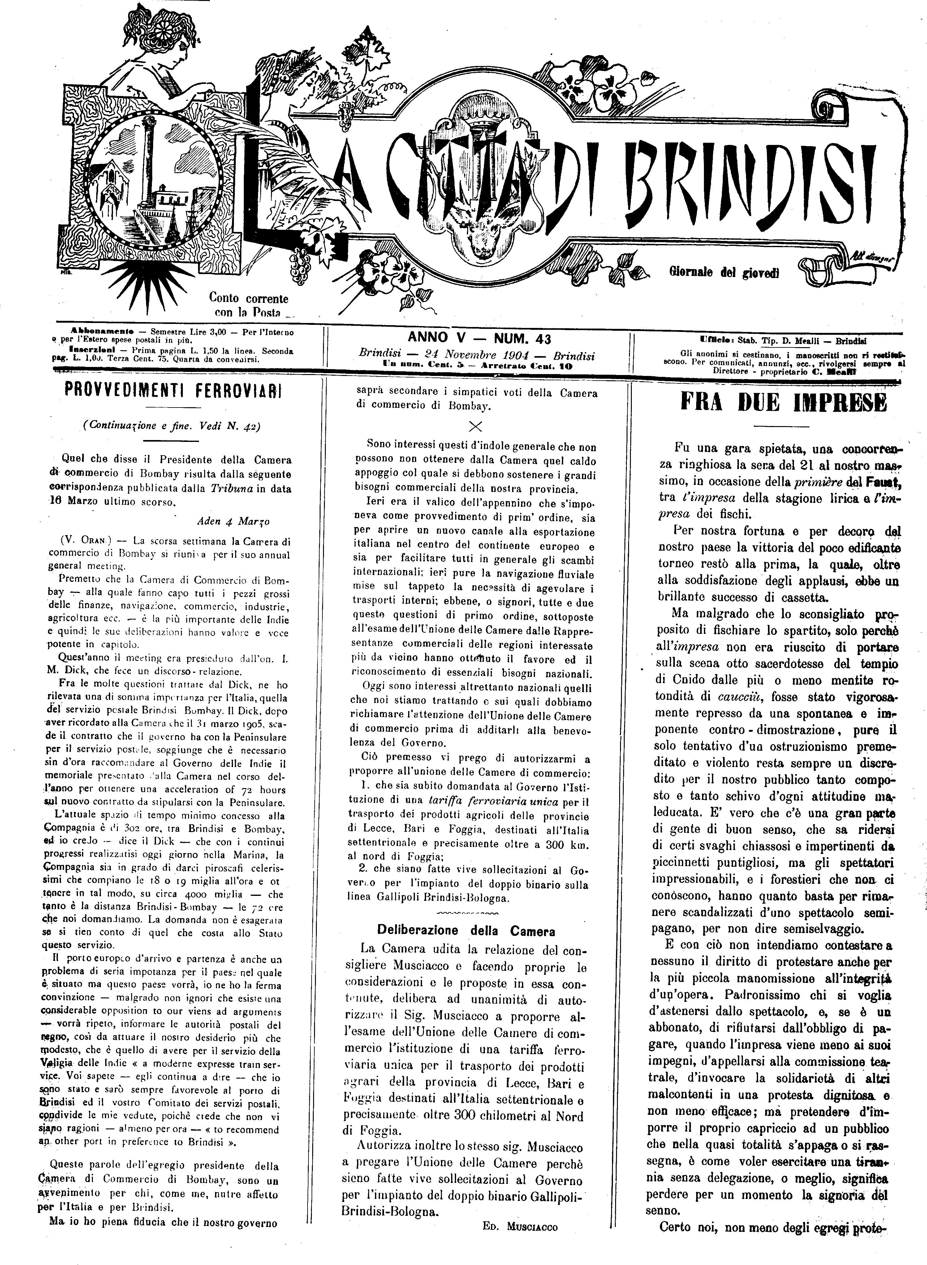 A. 5, n. 43 (24 Nov. 1904)