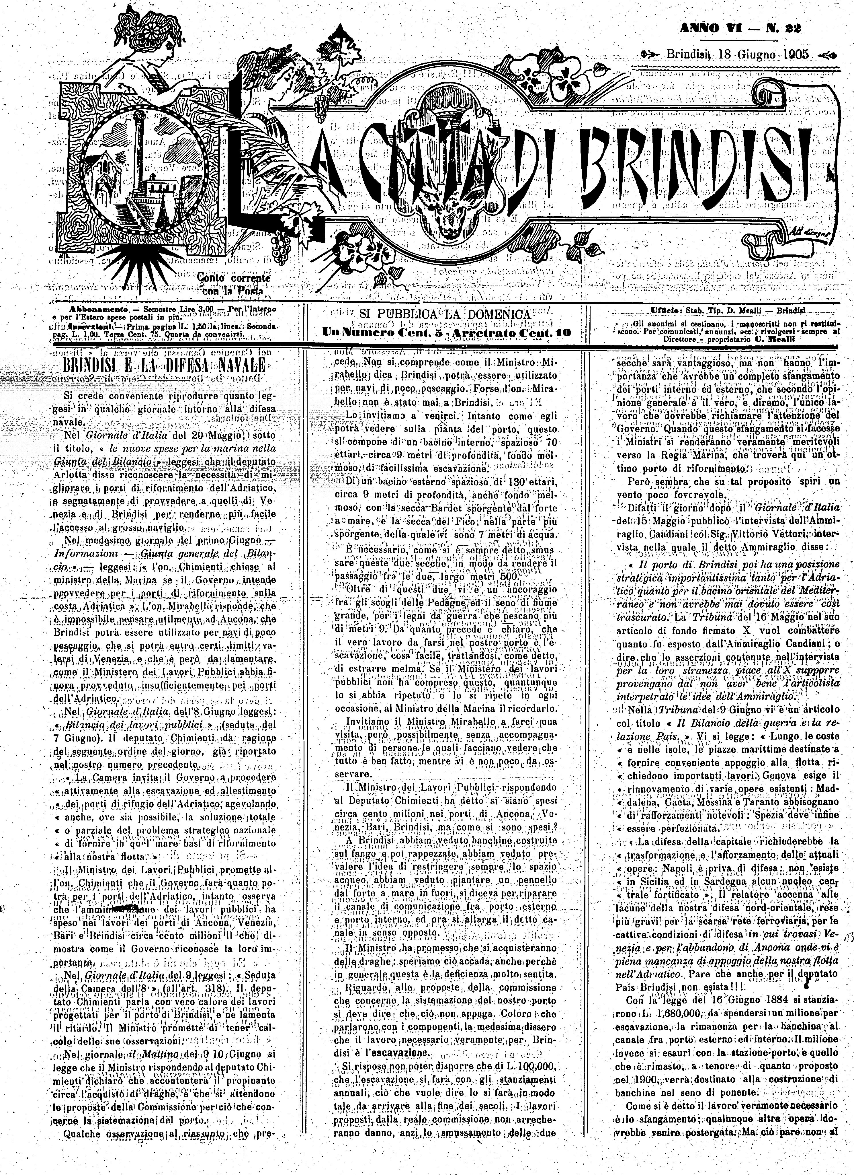 A. 6, n. 22 (18 Giu. 1905)