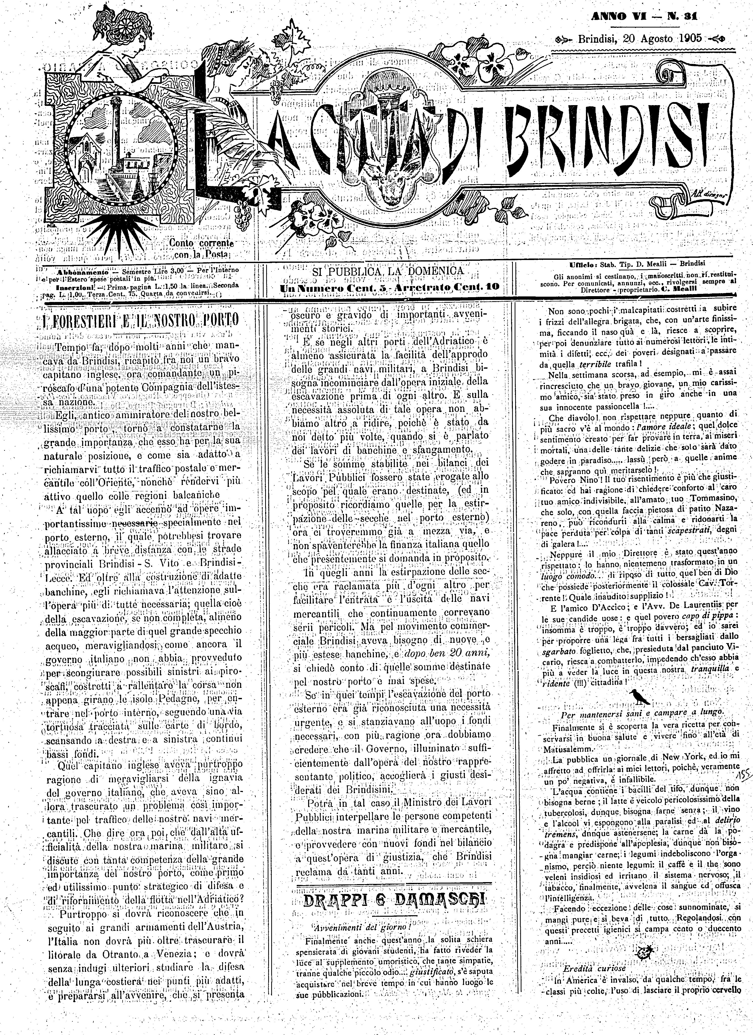 A. 6, n. 31 (20 Ago. 1905)