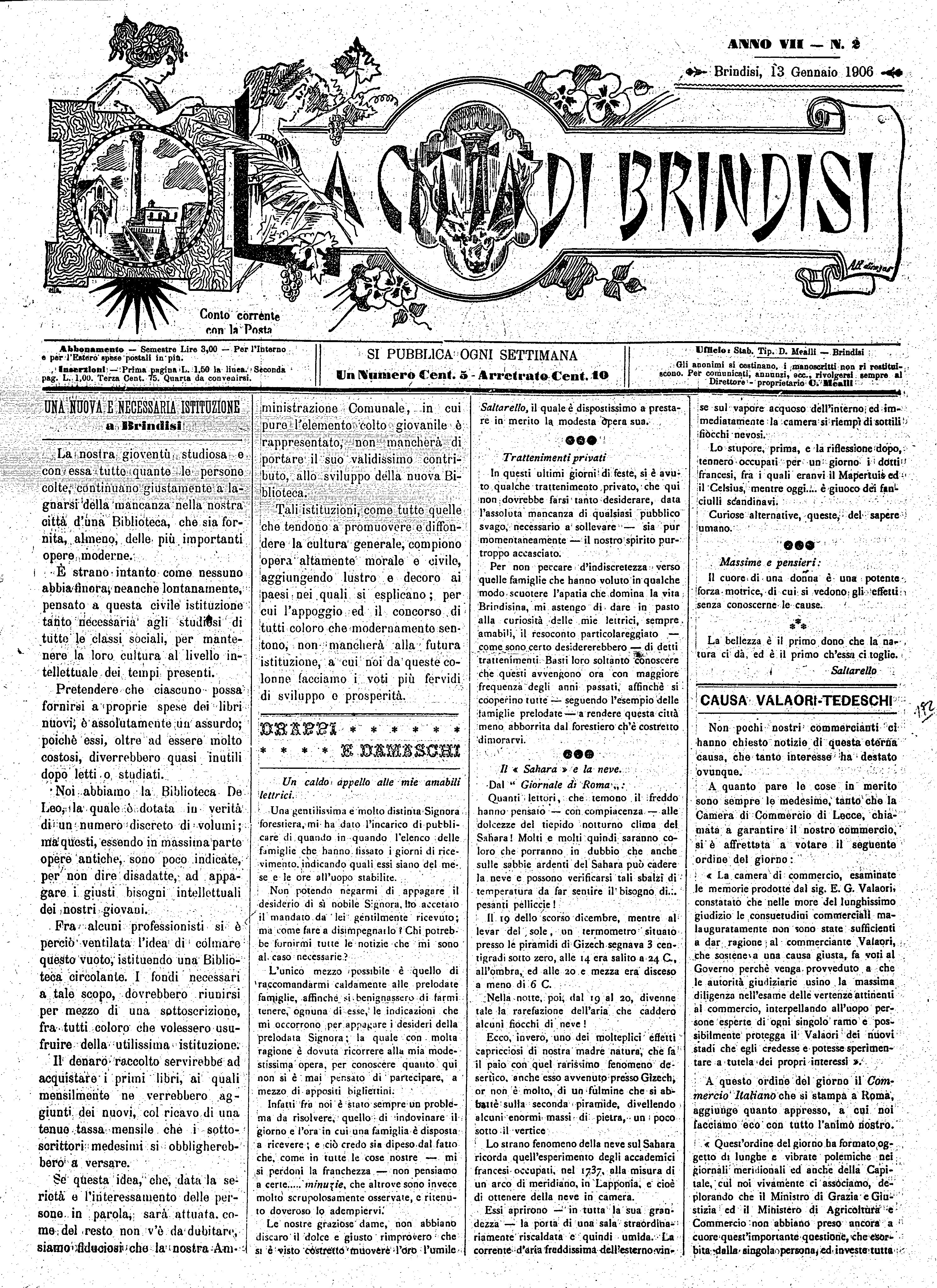 A. 7, n. 02 (13 Genn. 1906)