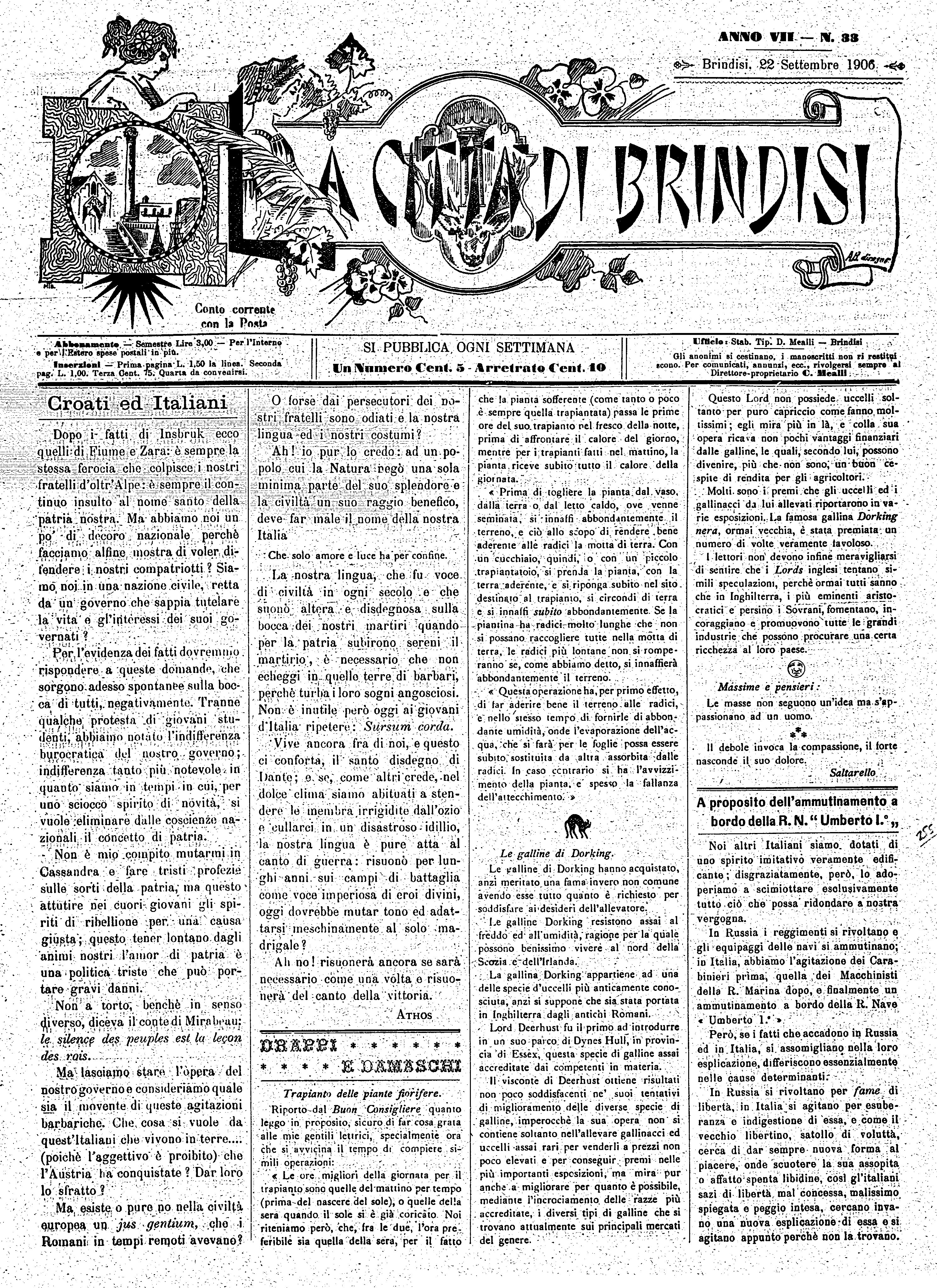 A. 7, n. 33 (22 Sett. 1906)
