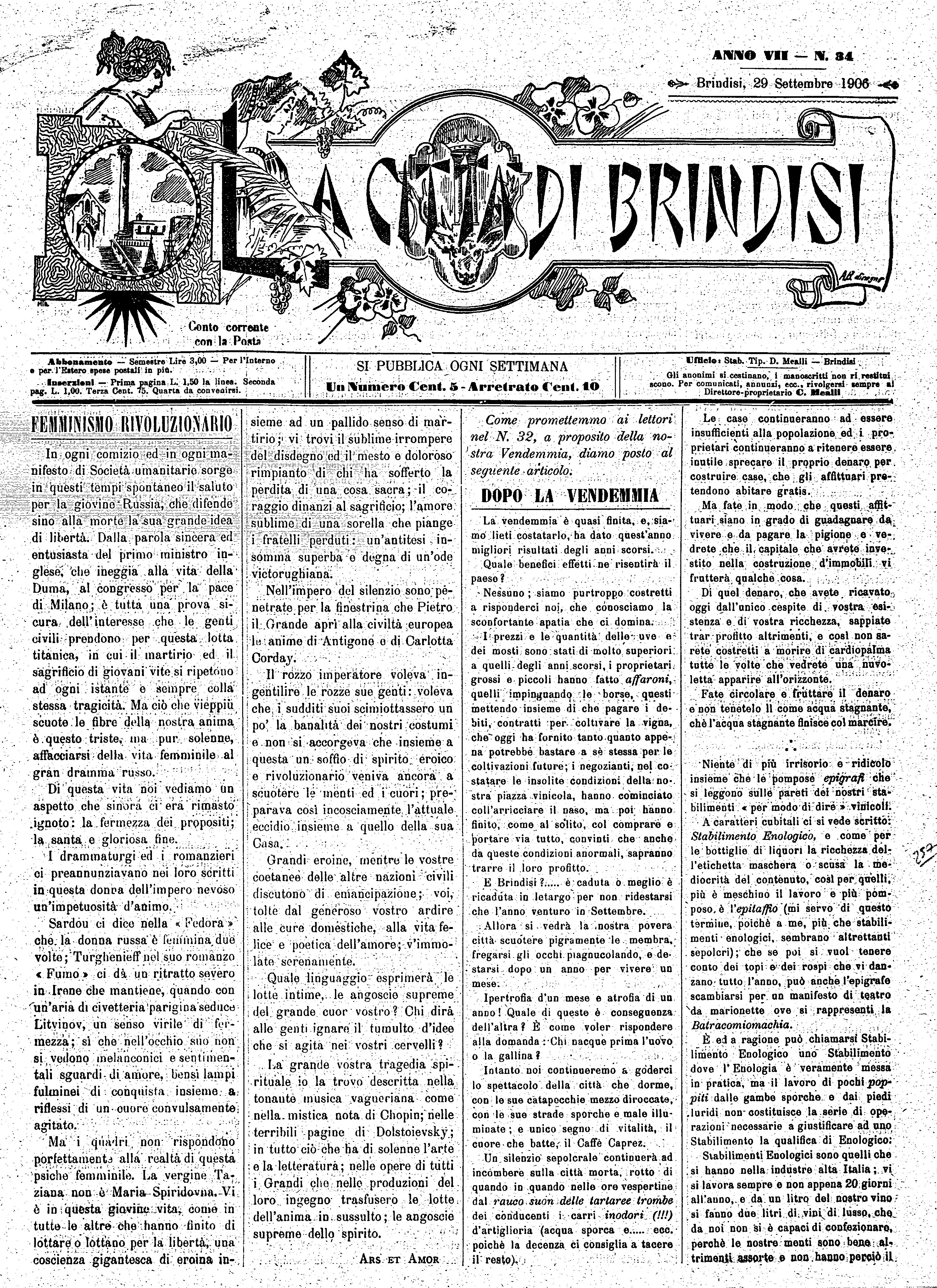 A. 7, n. 34 (29 Sett. 1906)