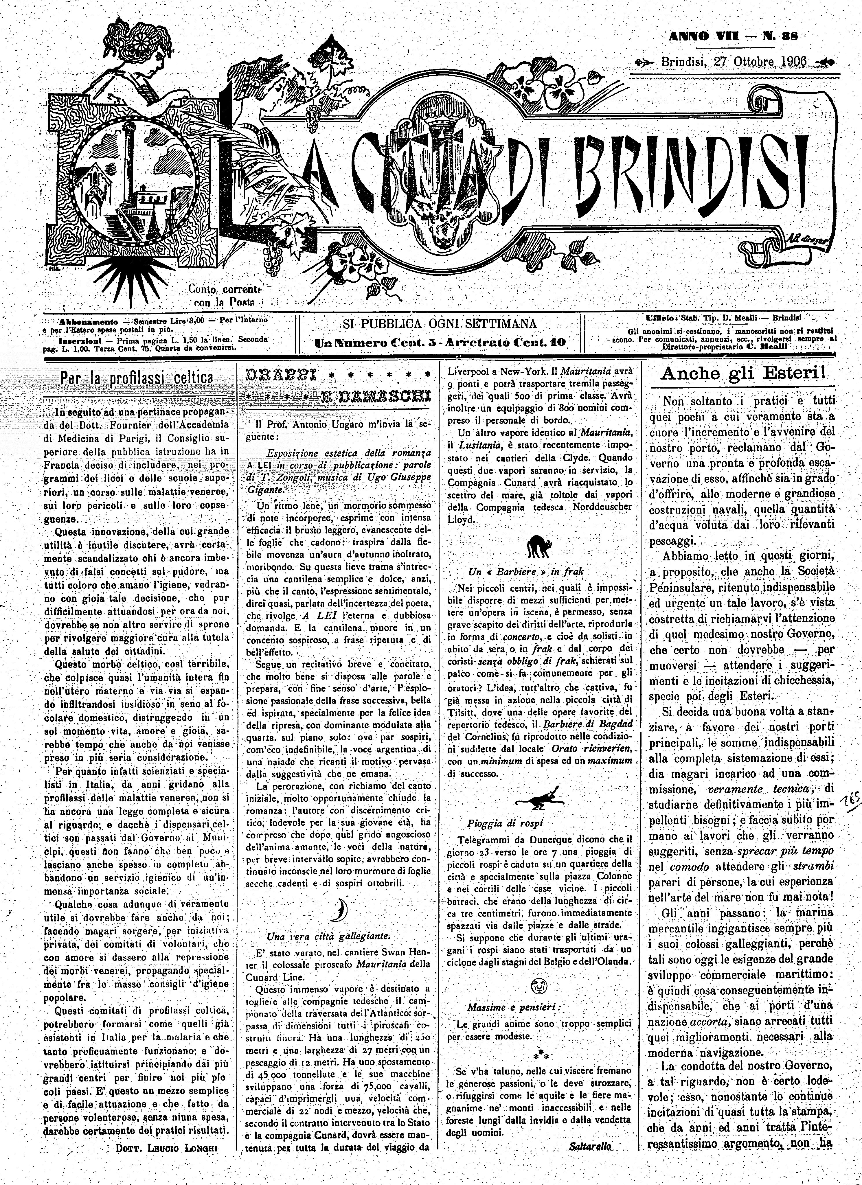 A. 7, n. 38 (27 Ott. 1906)