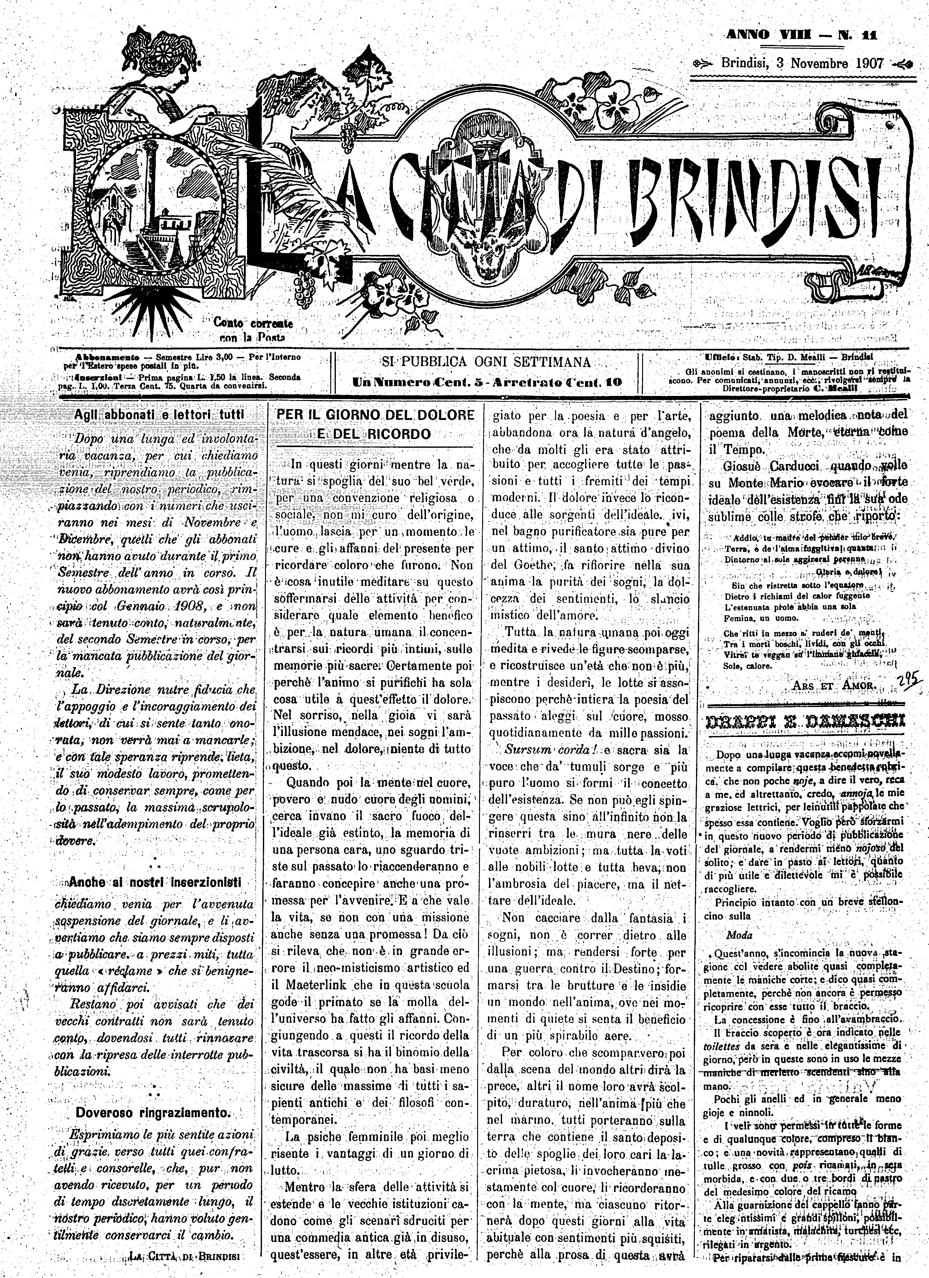 A. 8, n. 11 (03 Nov. 1907)