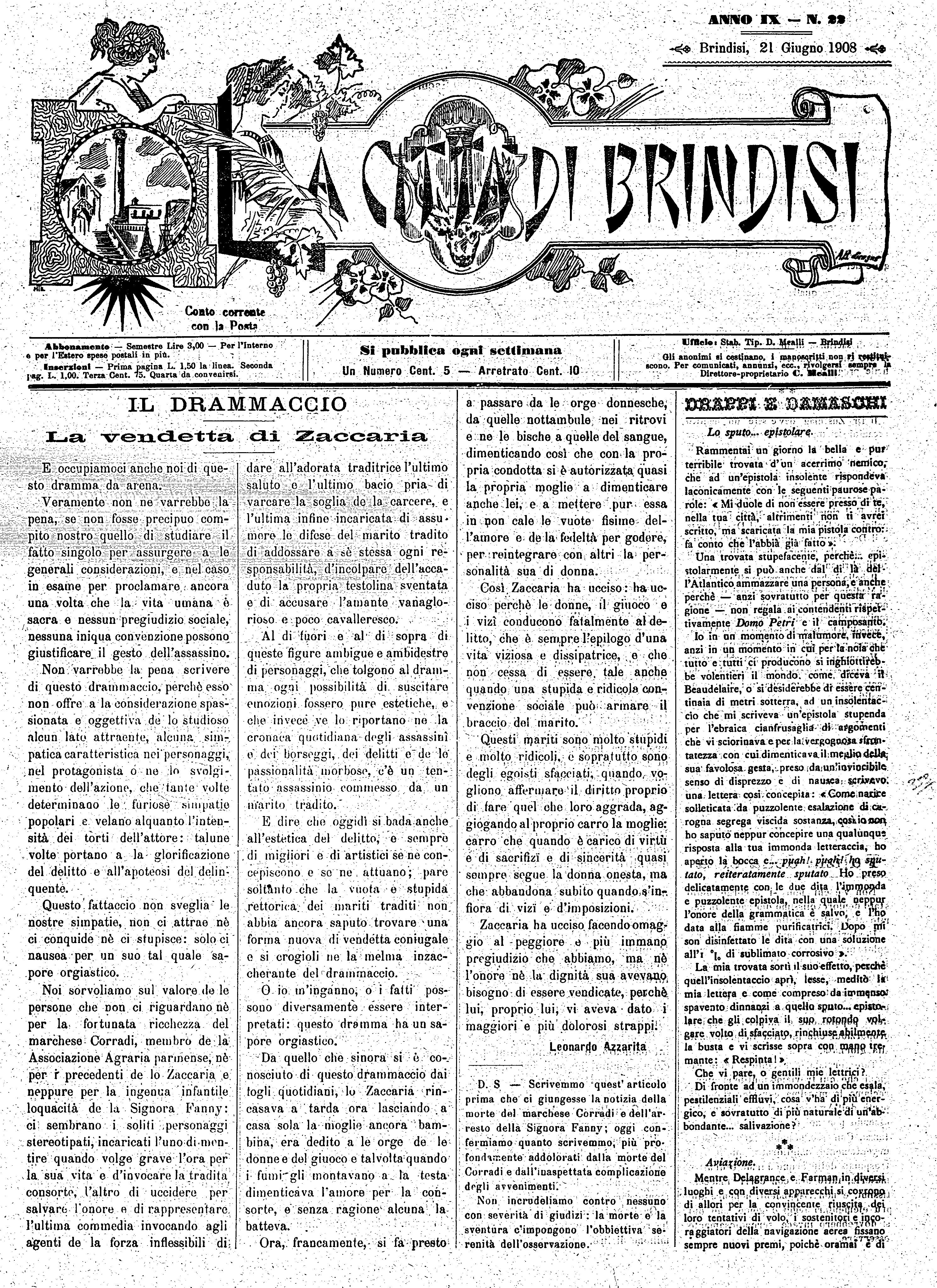 A. 9, n. 22 (21 Giu. 1908)
