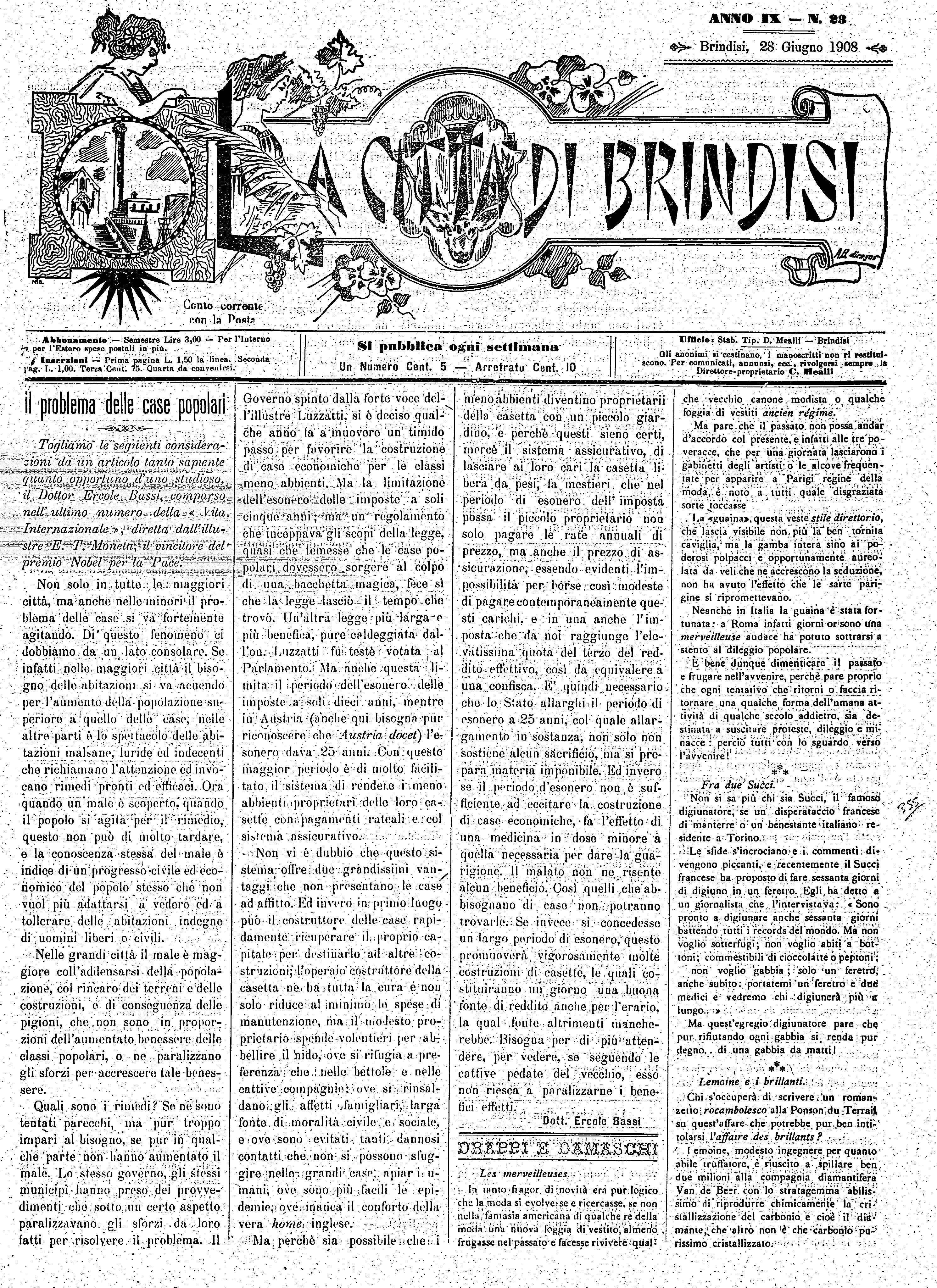 A. 9, n. 23 (28 Giu. 1908)