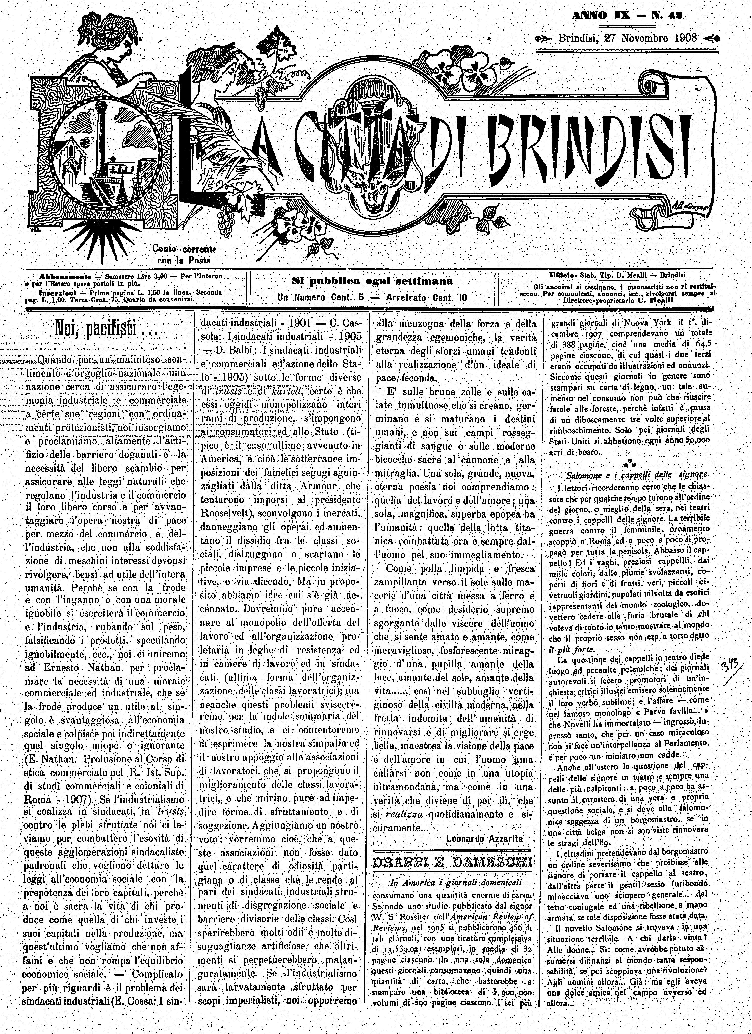 A. 9, n. 42 (27 Nov. 1908)