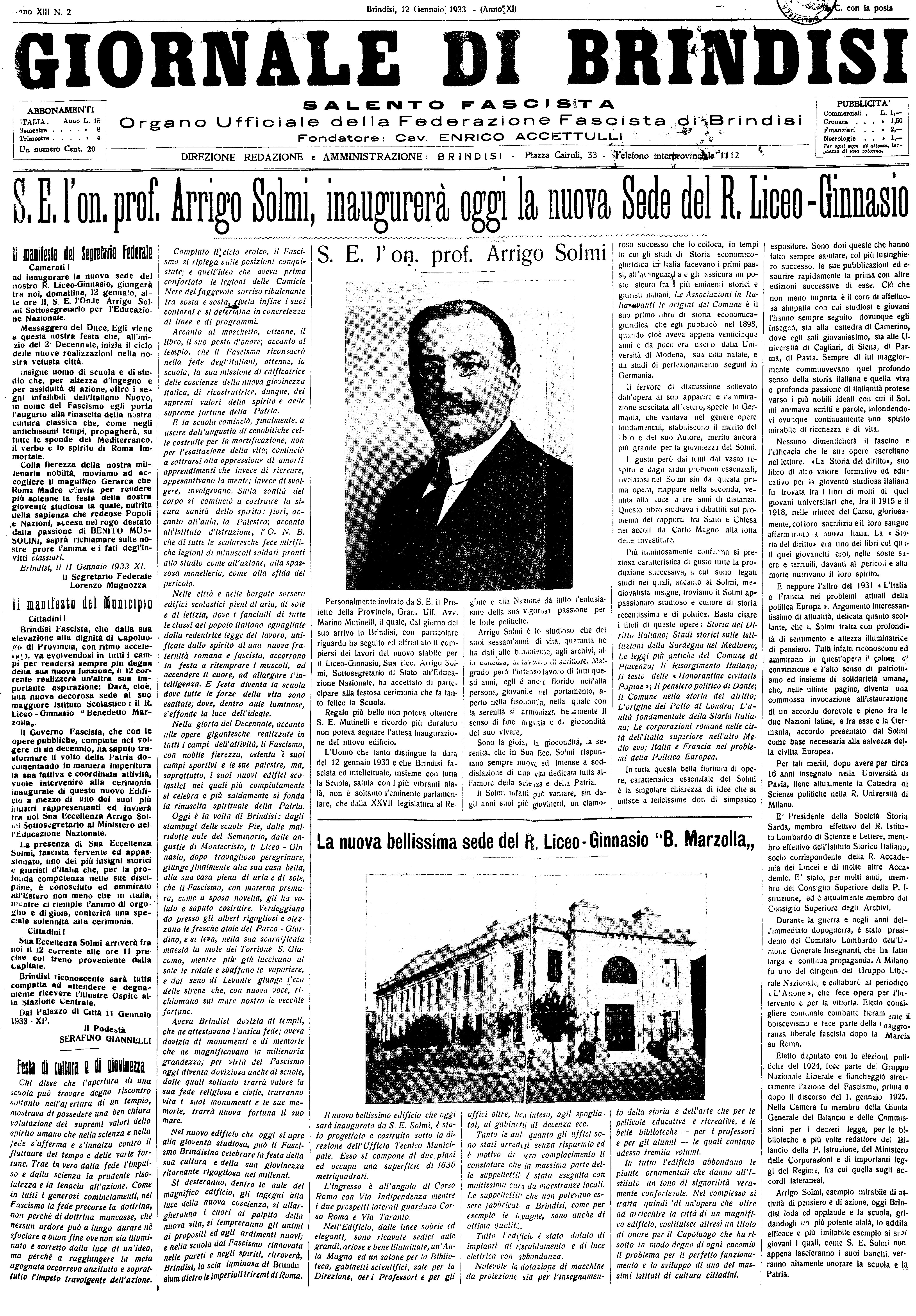 A. XI, n. 02 (12 Genn. 1933)