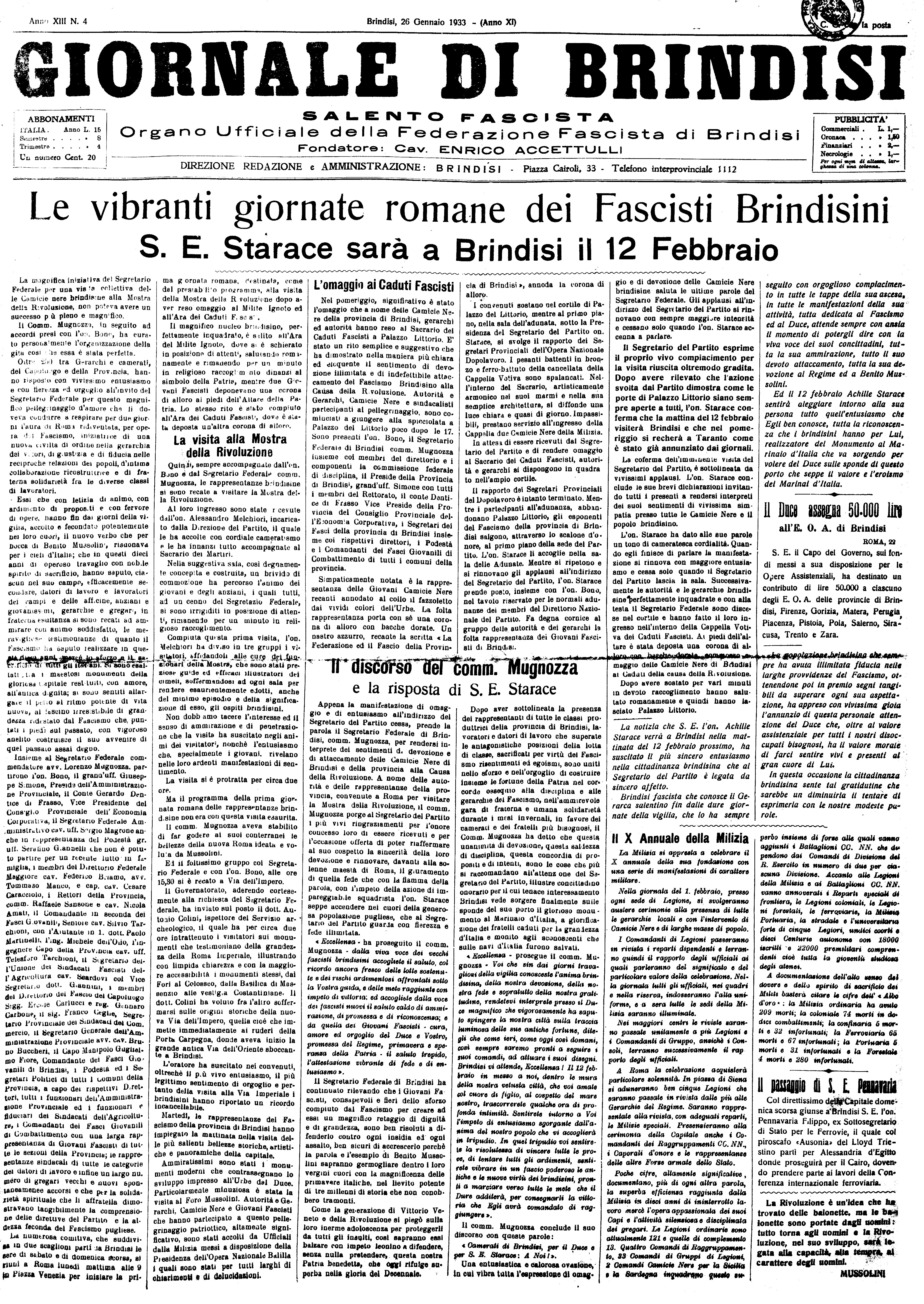 A. XI, n. 04 (26 Genn. 1933)