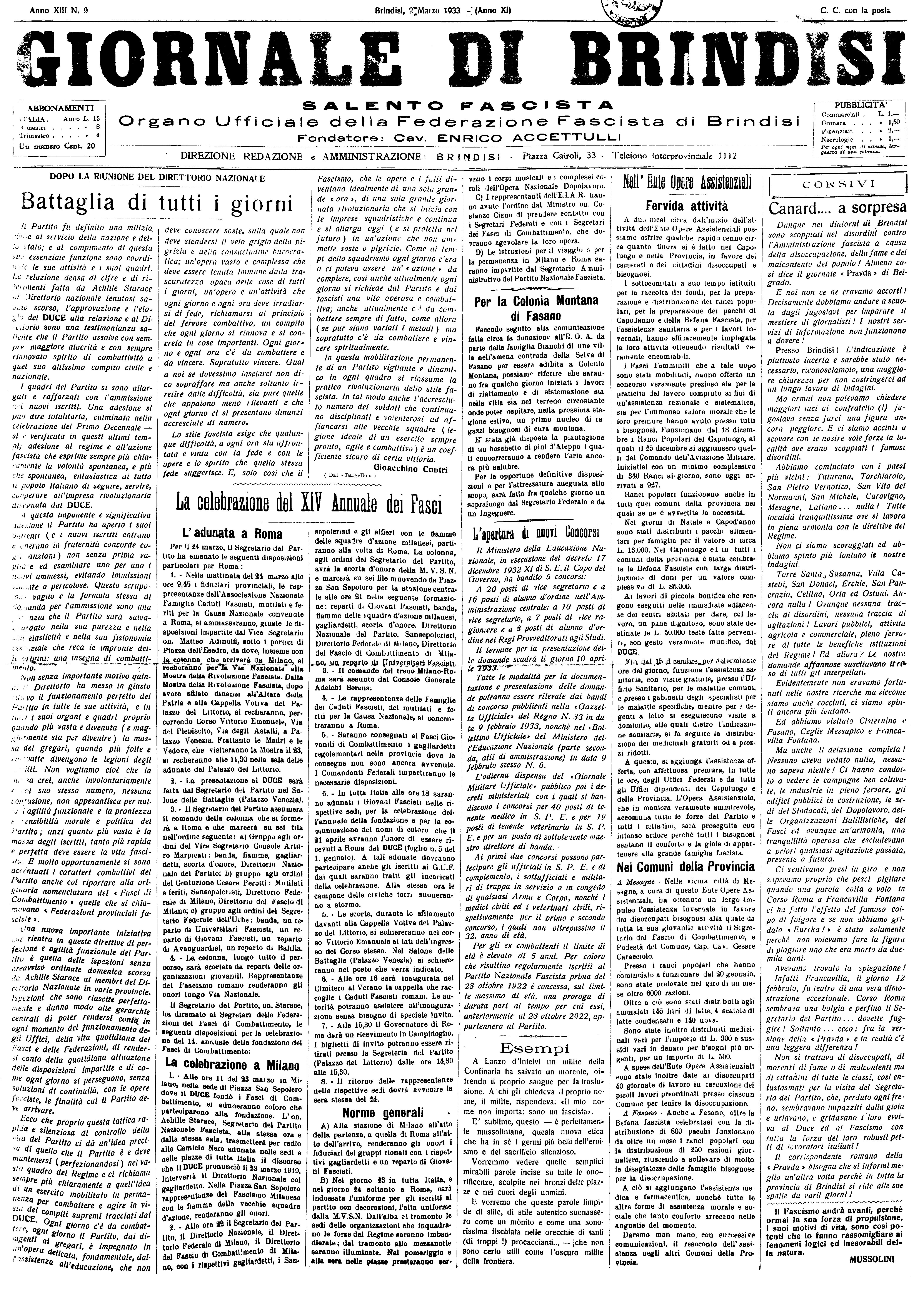 A. XI, n. 09 (02 Mar. 1933)