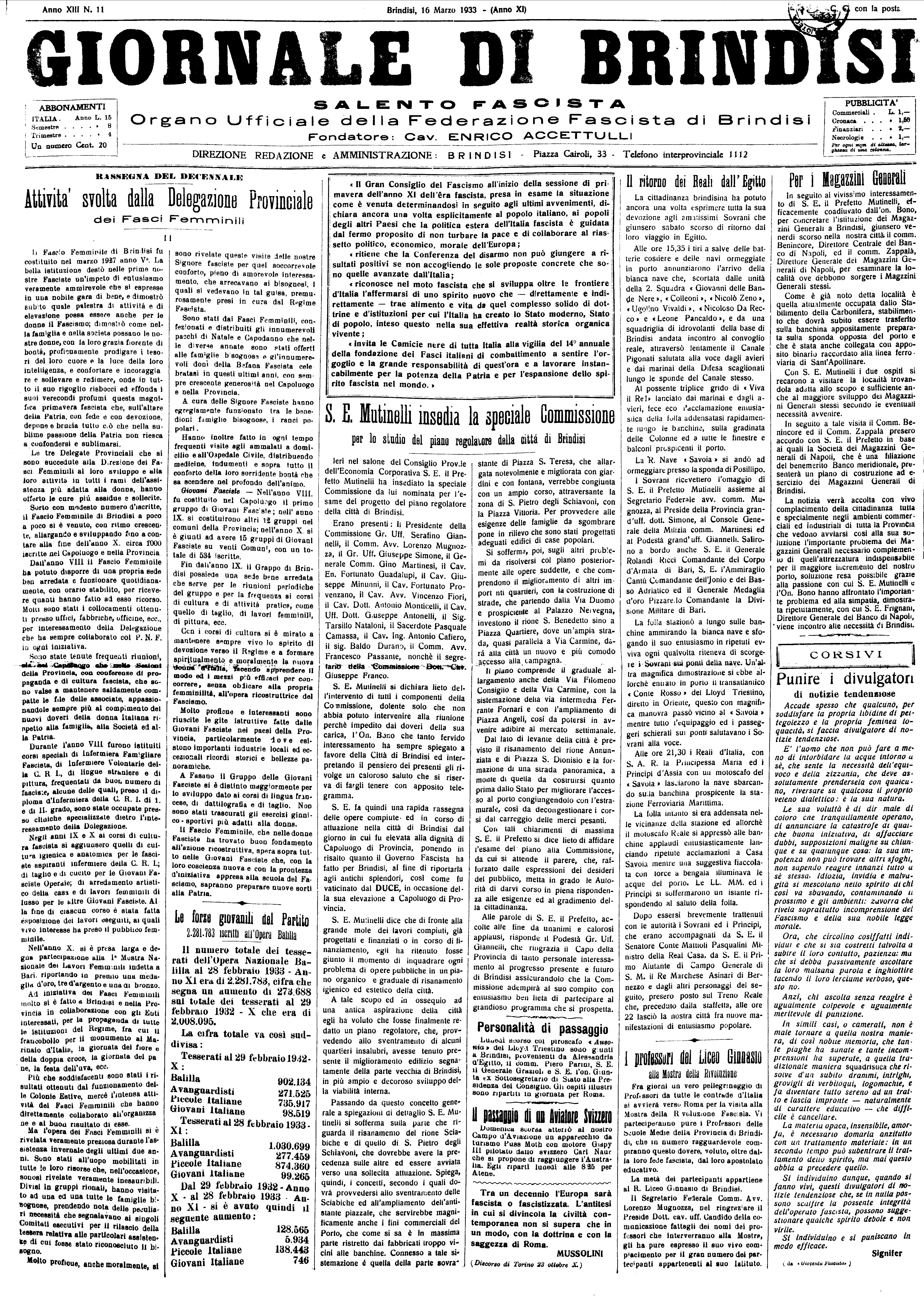 A. XI, n. 11 (16 Mar. 1933)