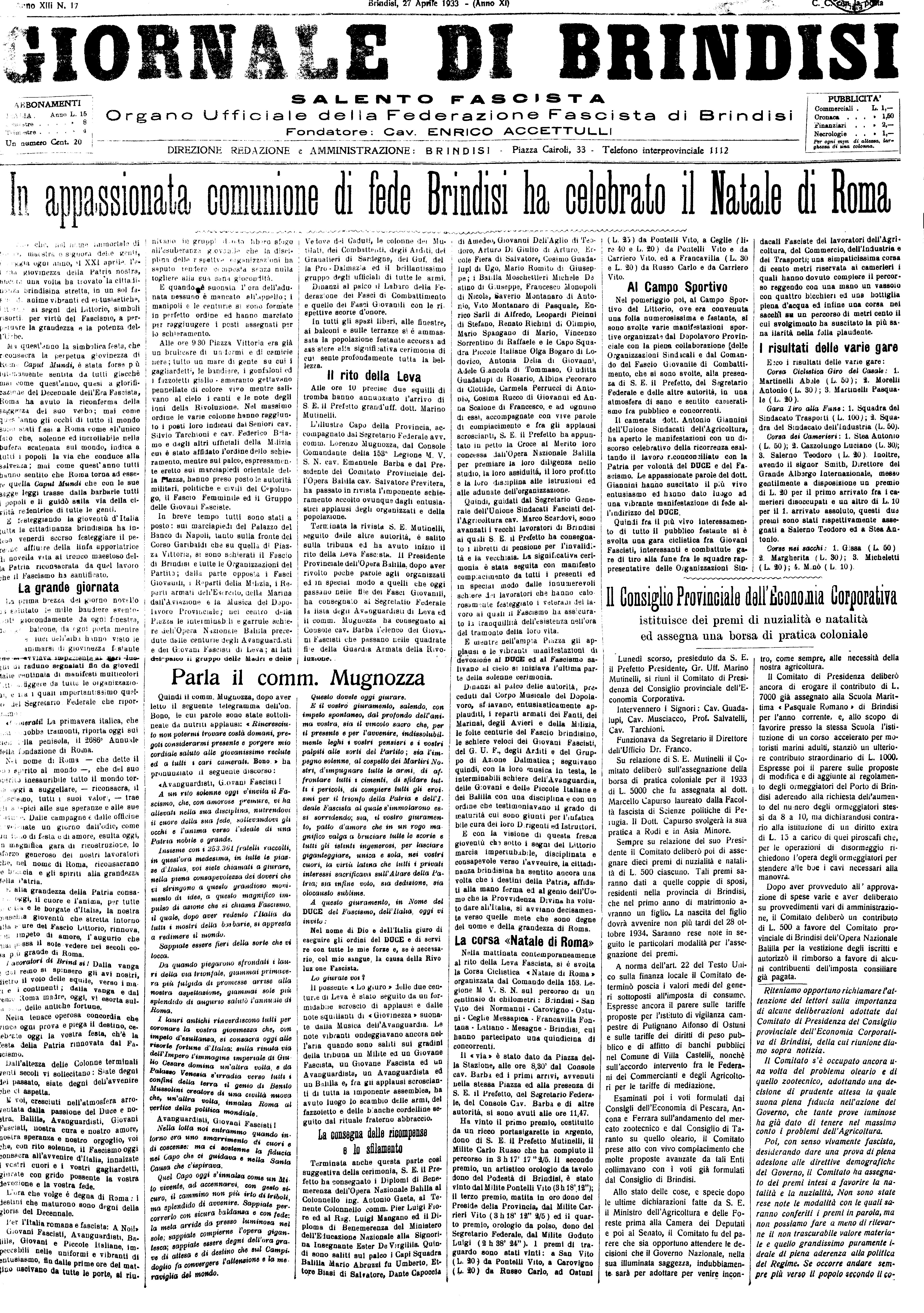 A. XI, n. 17 (27 Apr. 1933)