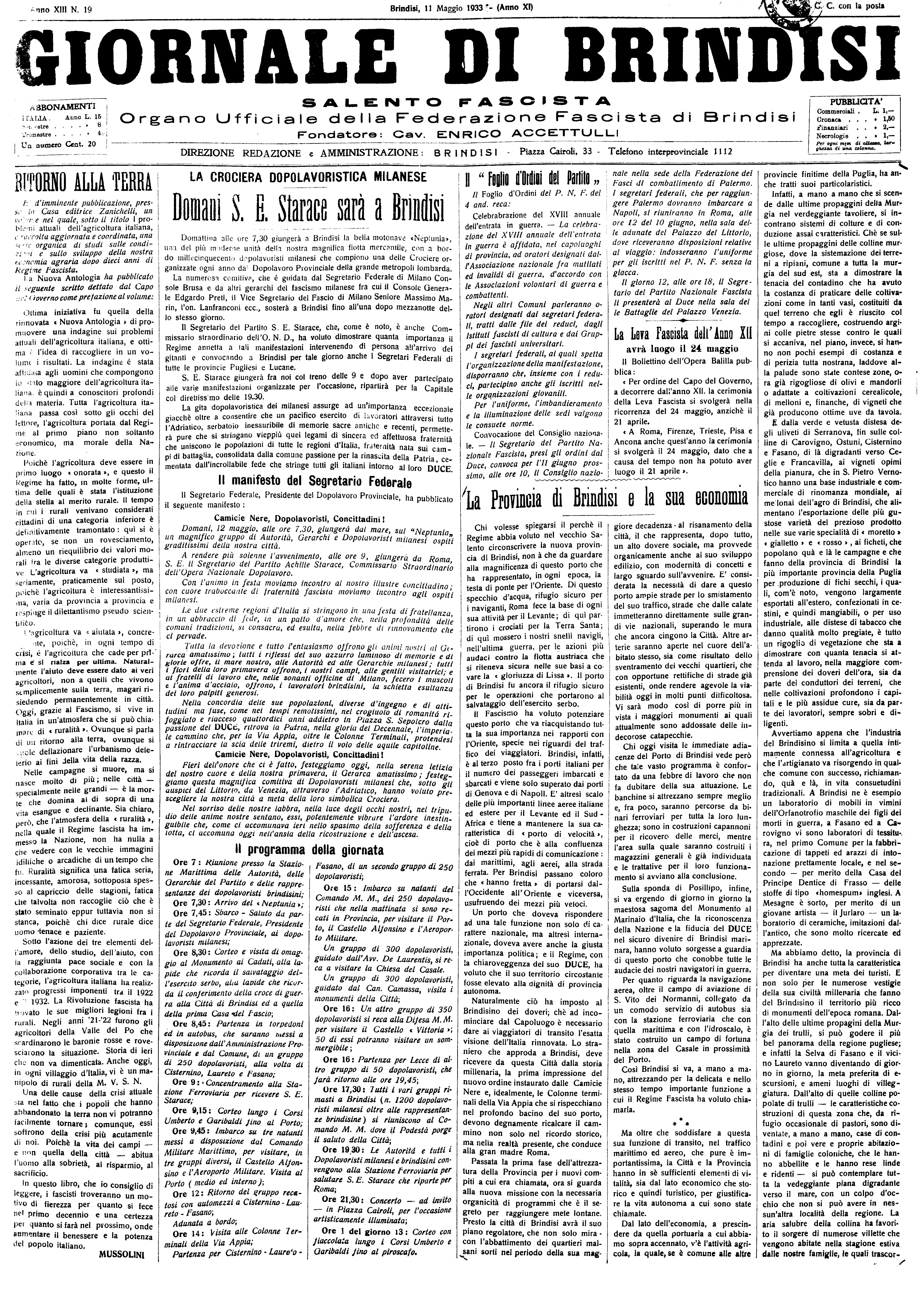 A. XI, n. 19 (11 Magg. 1933)