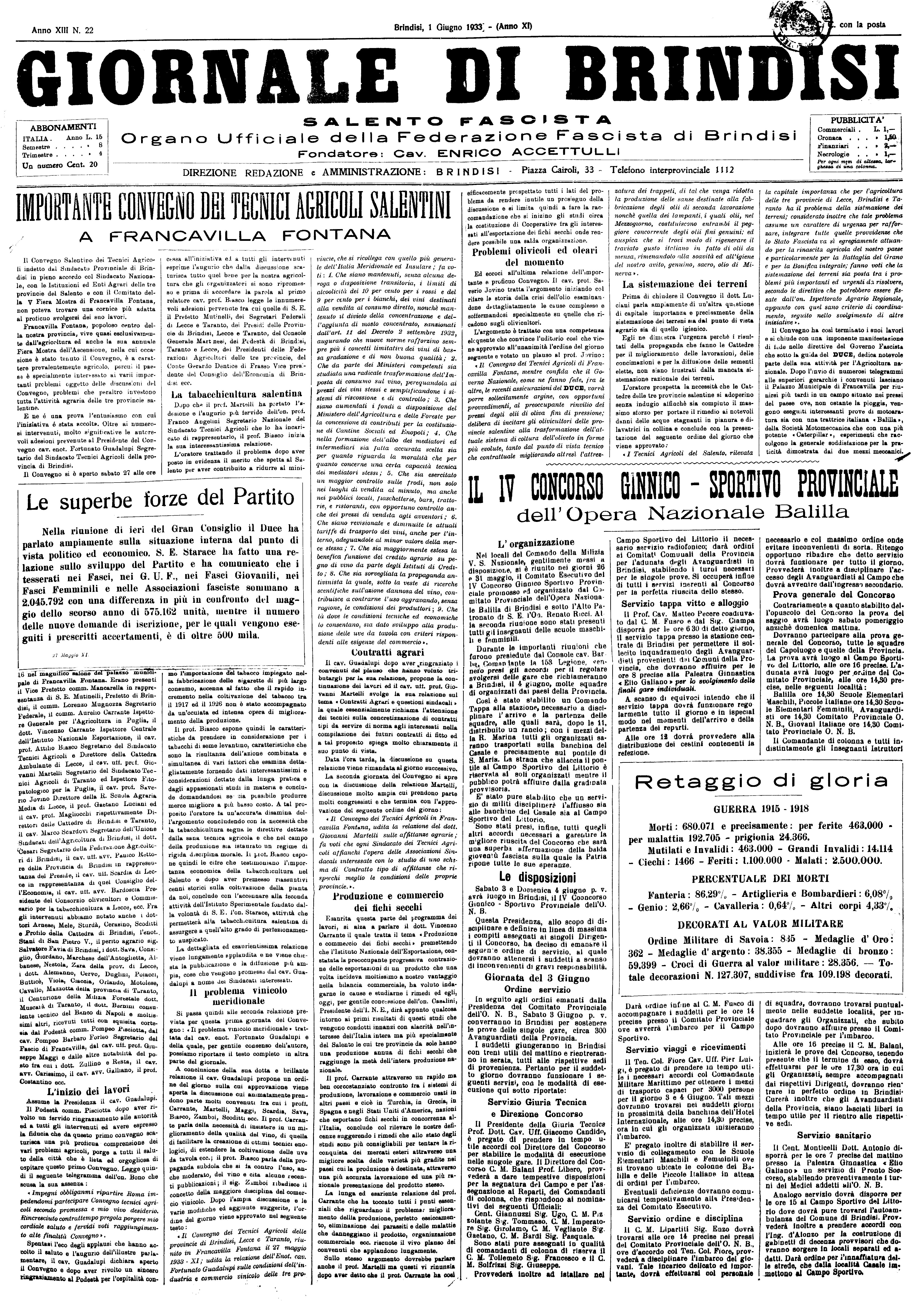 A. XI, n. 22 (01 Giu. 1933)