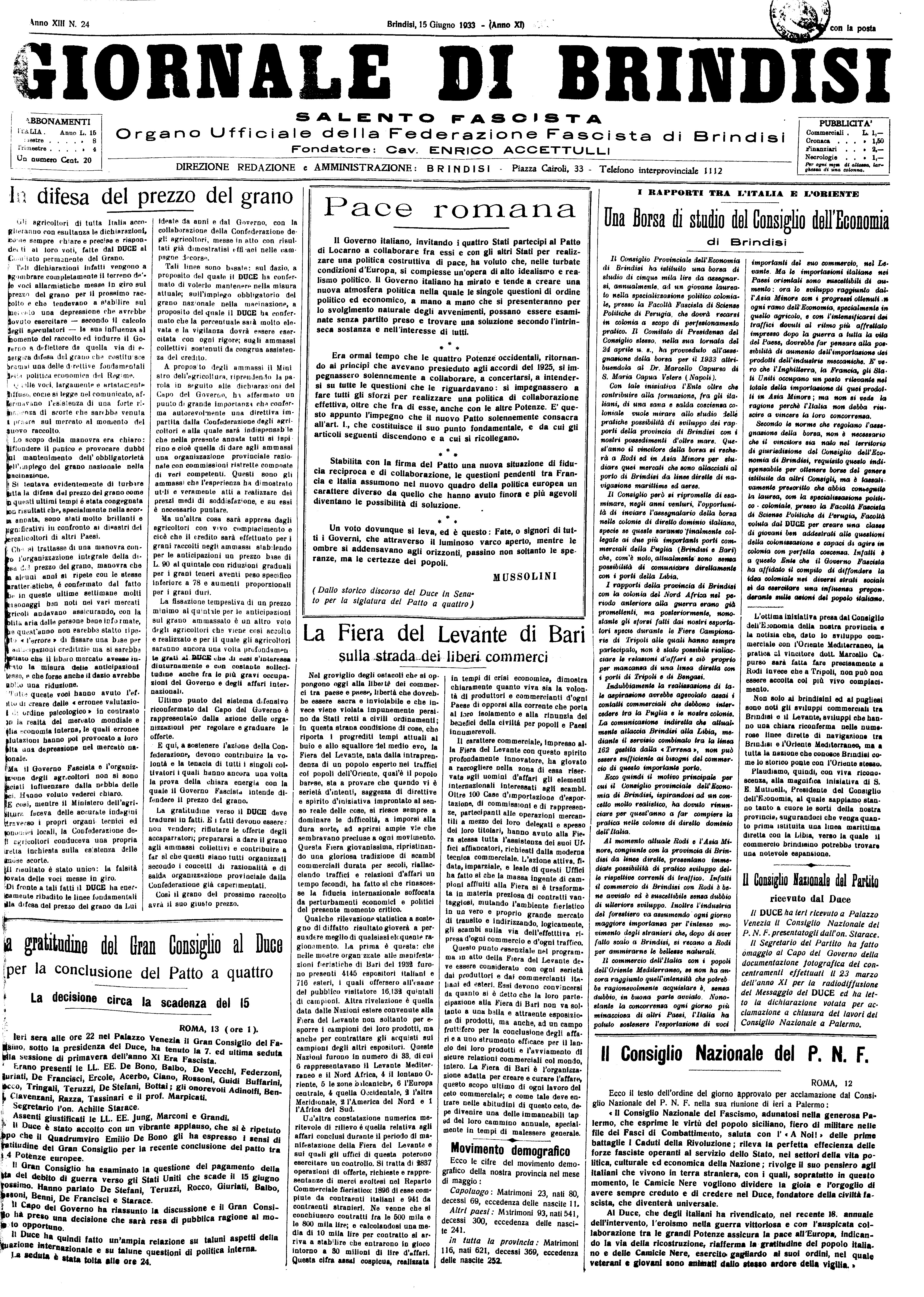 A. XI, n. 24 (15 Giu. 1933)