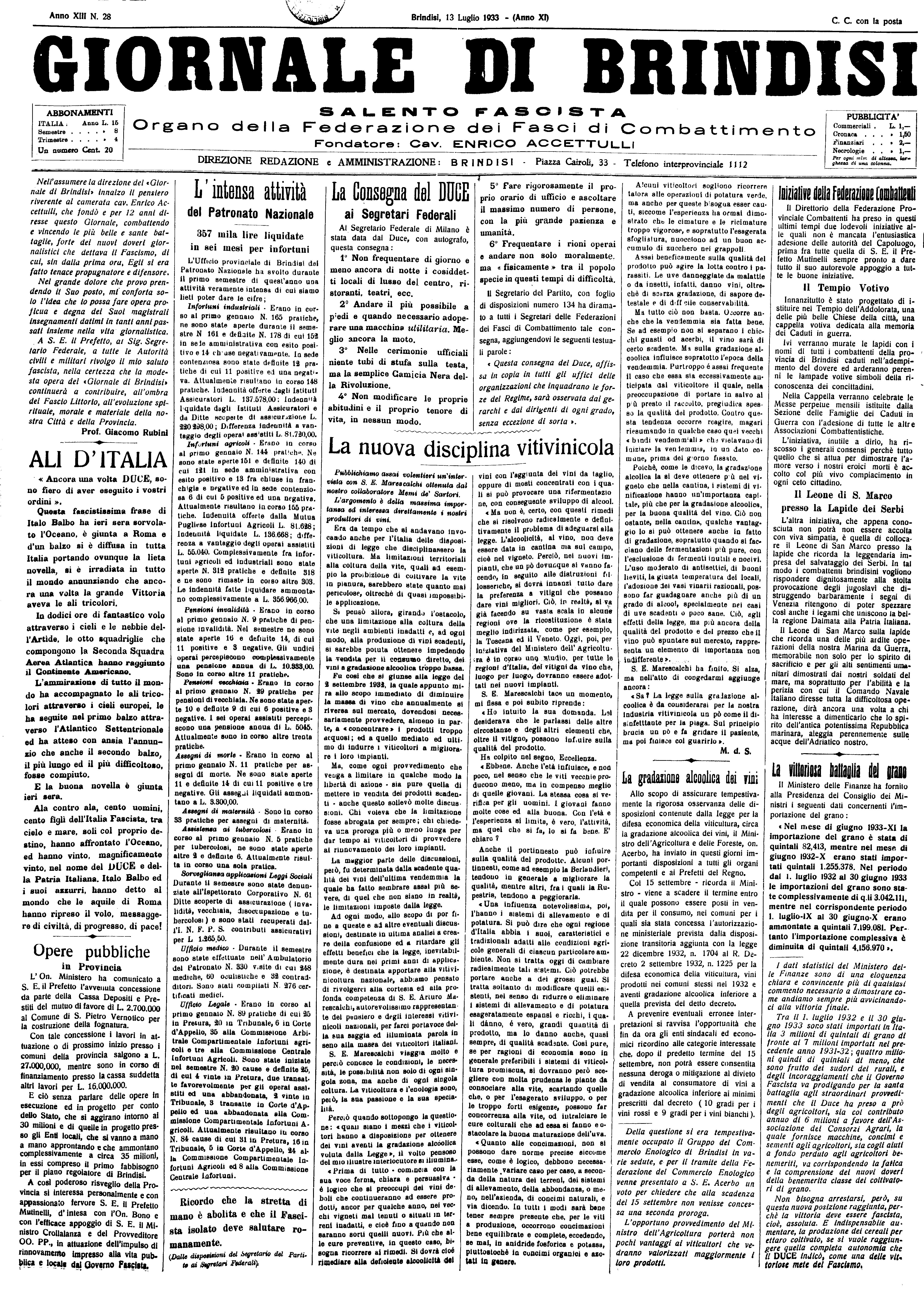 A. XI, n. 28 (13 Lug. 1933)