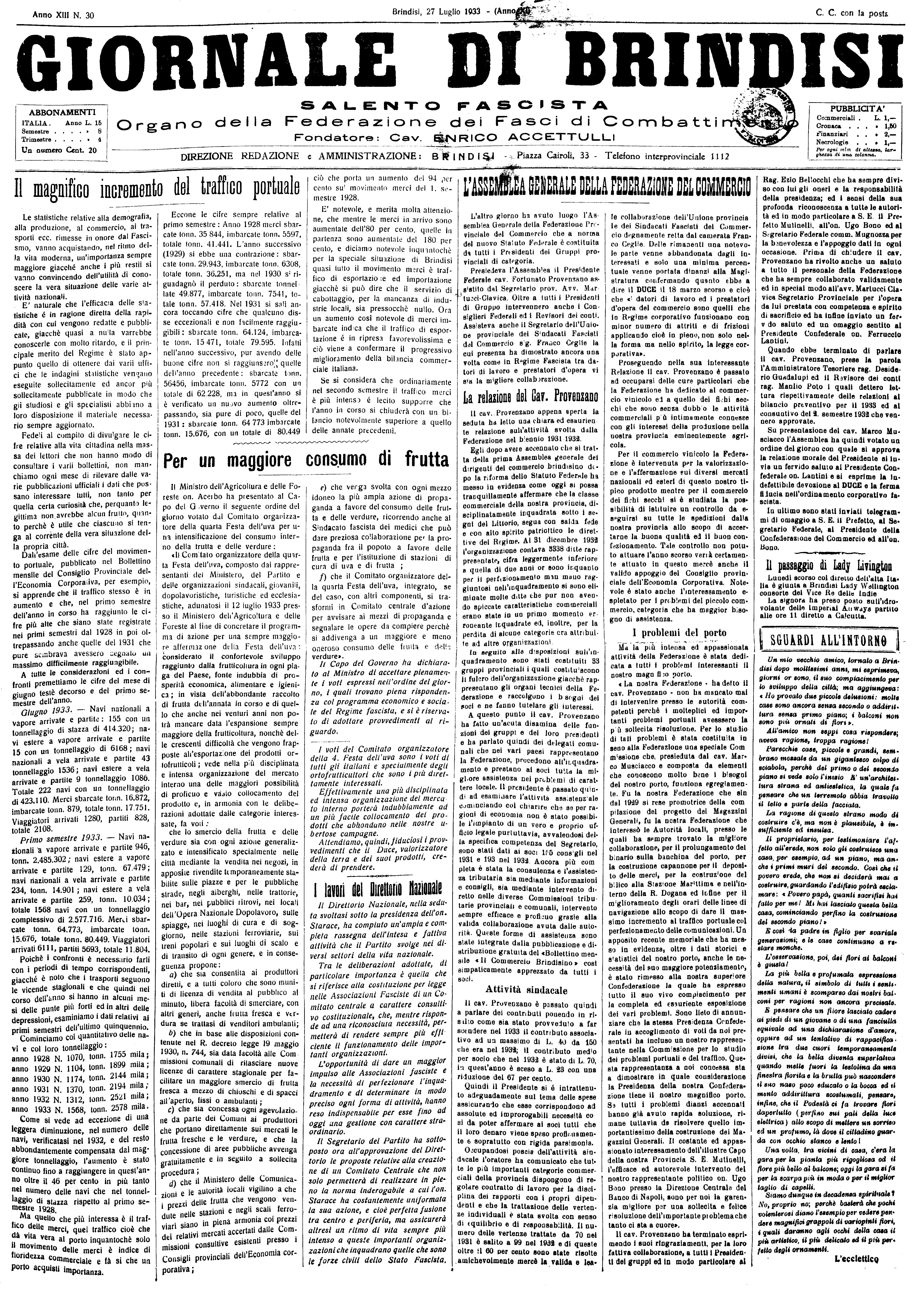A. XI, n. 30 (27 Lug. 1933)