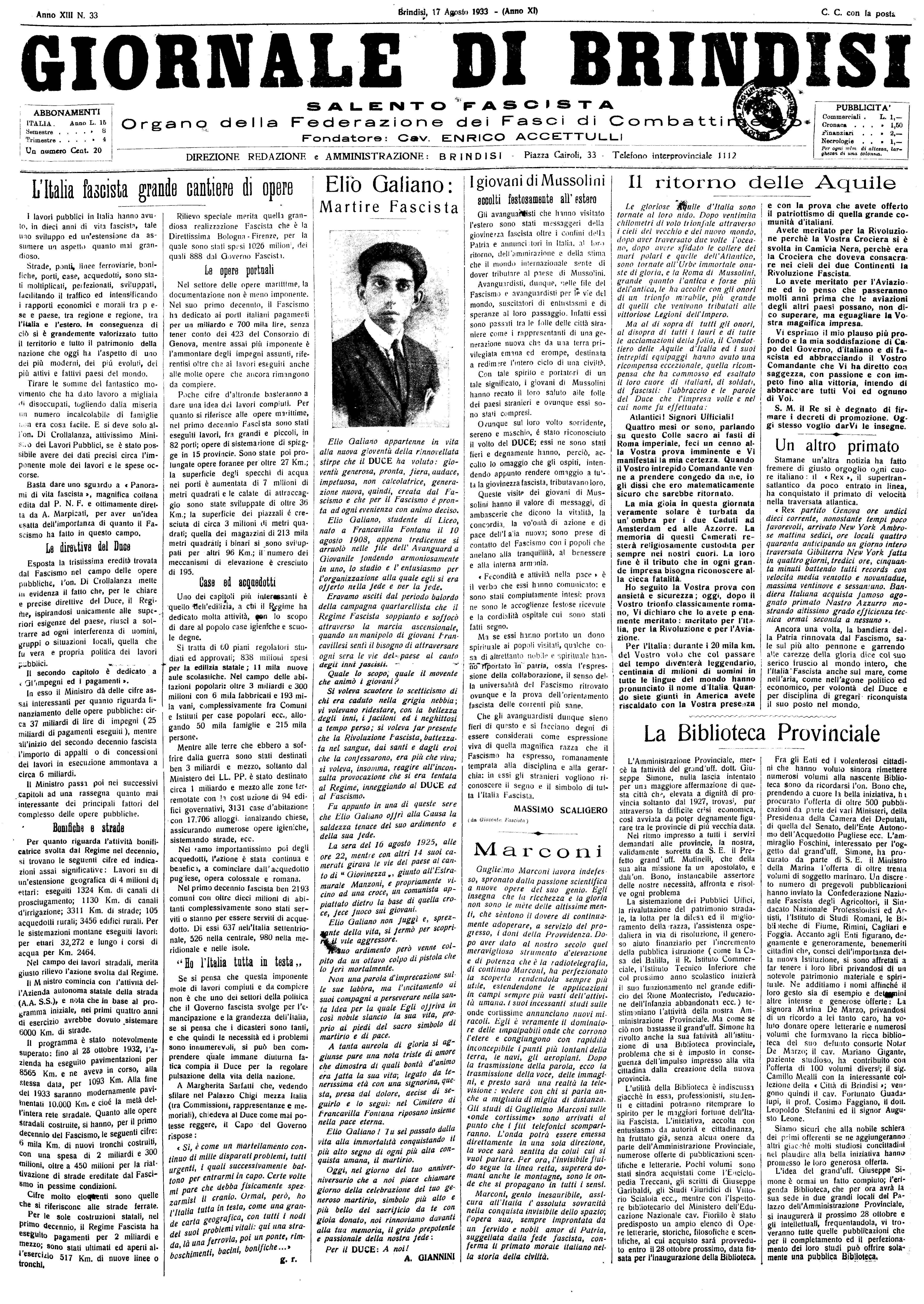 A. XI, n. 33 (17 Ago. 1933)