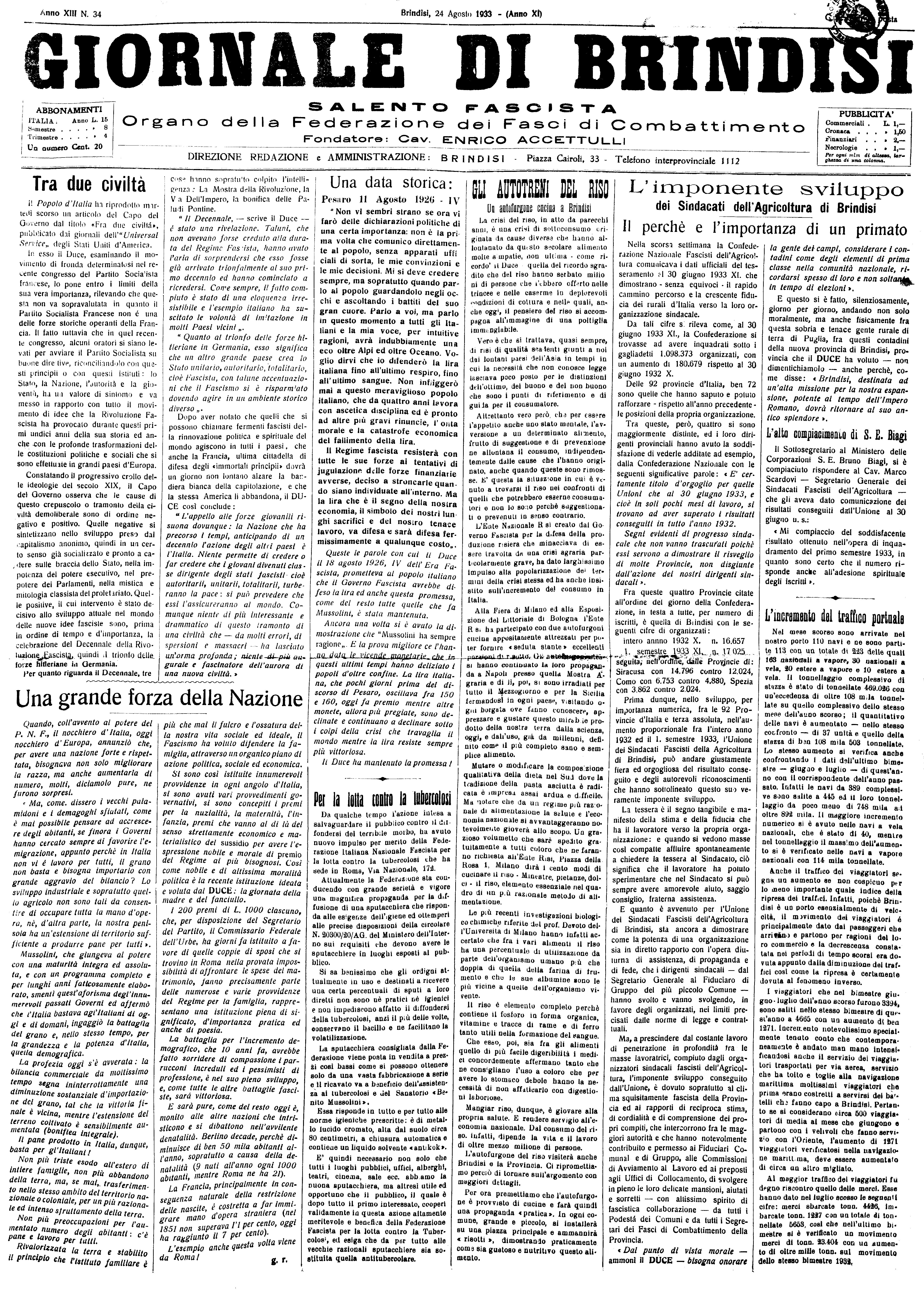 A. XI, n. 34 (24 Ago. 1933)