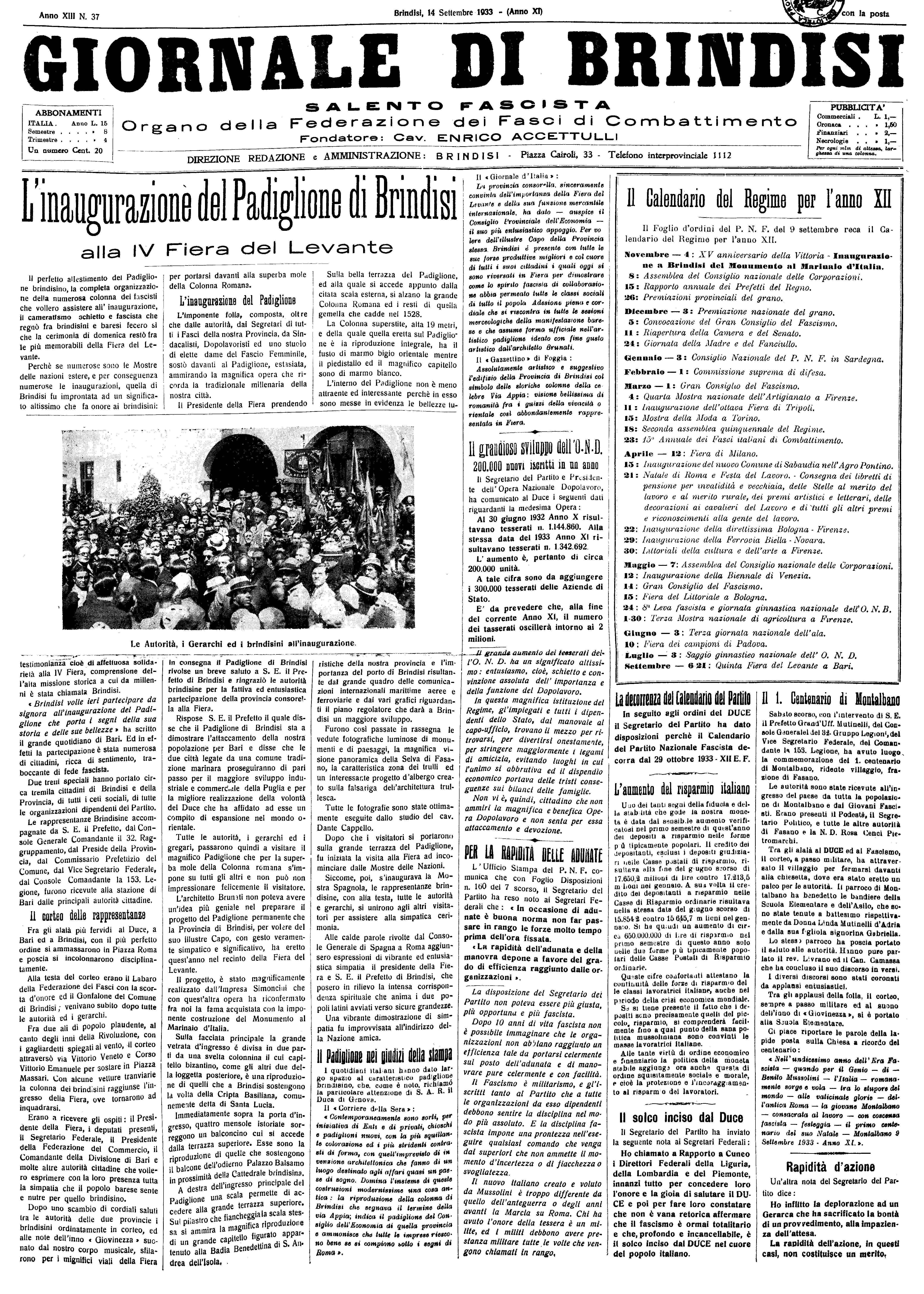 A. XI, n. 37 (14 Sett. 1933)