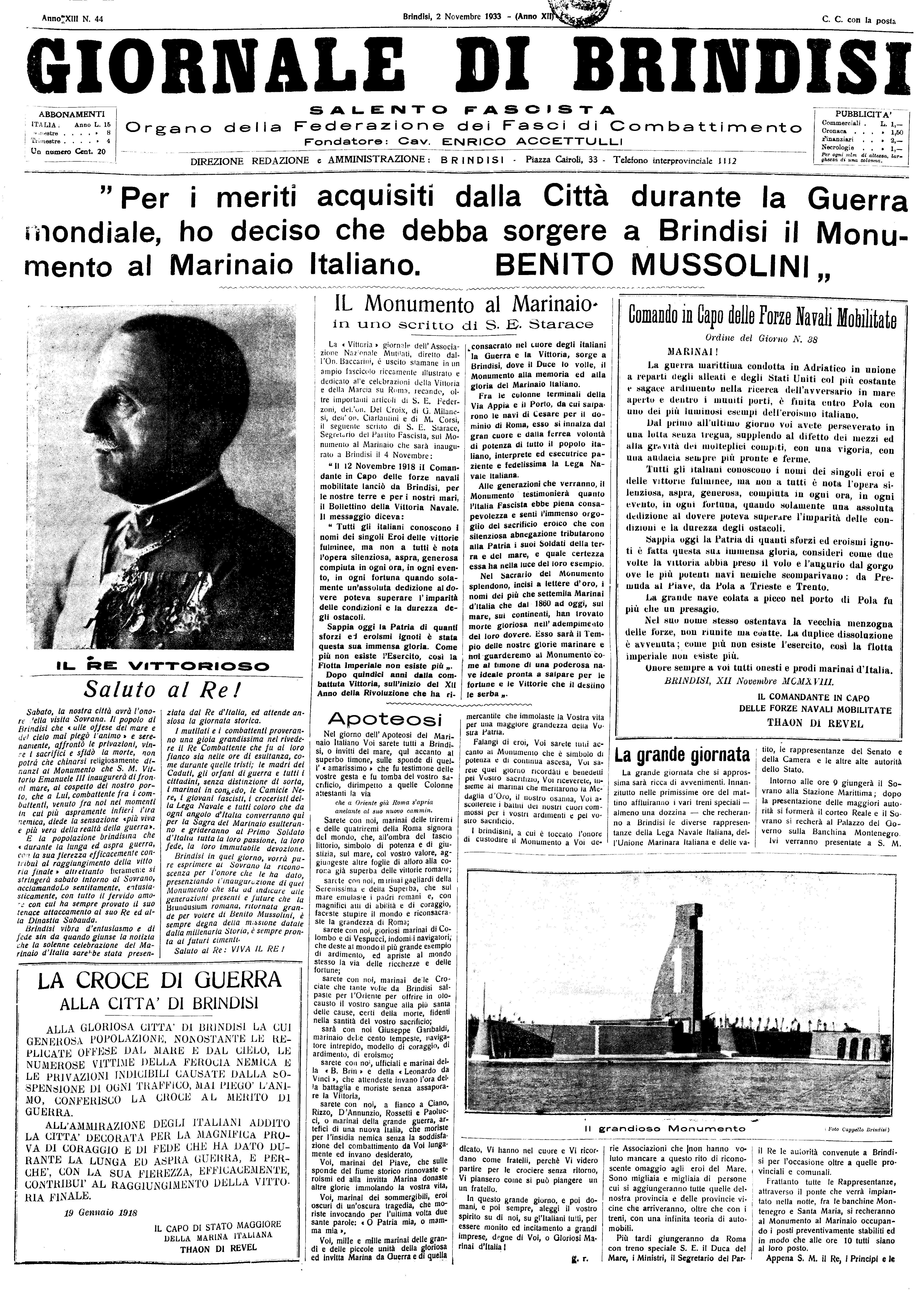 A. XI, n. 44 (02 Nov. 1933)