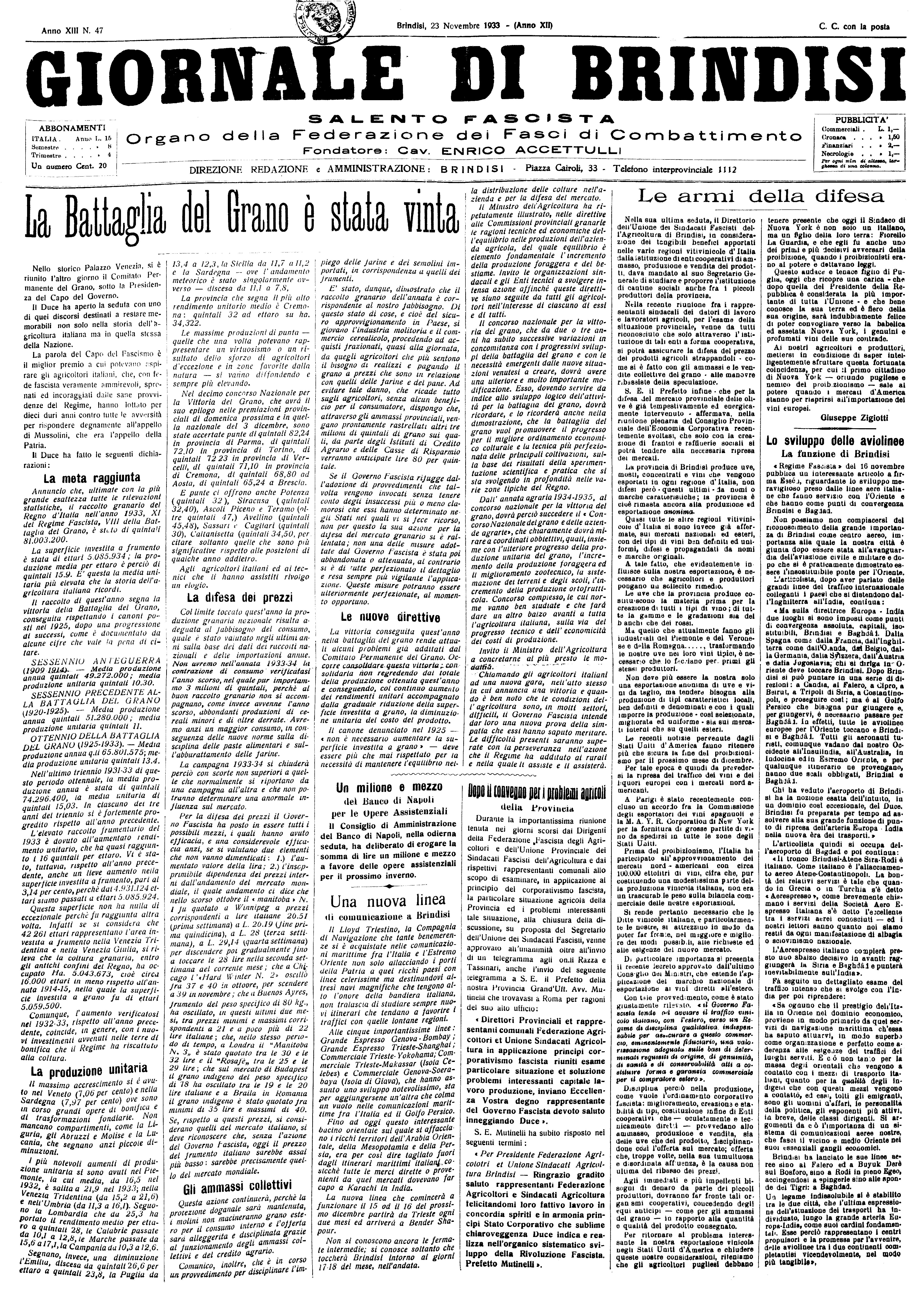 A. XI, n. 47 (23 Nov. 1933)