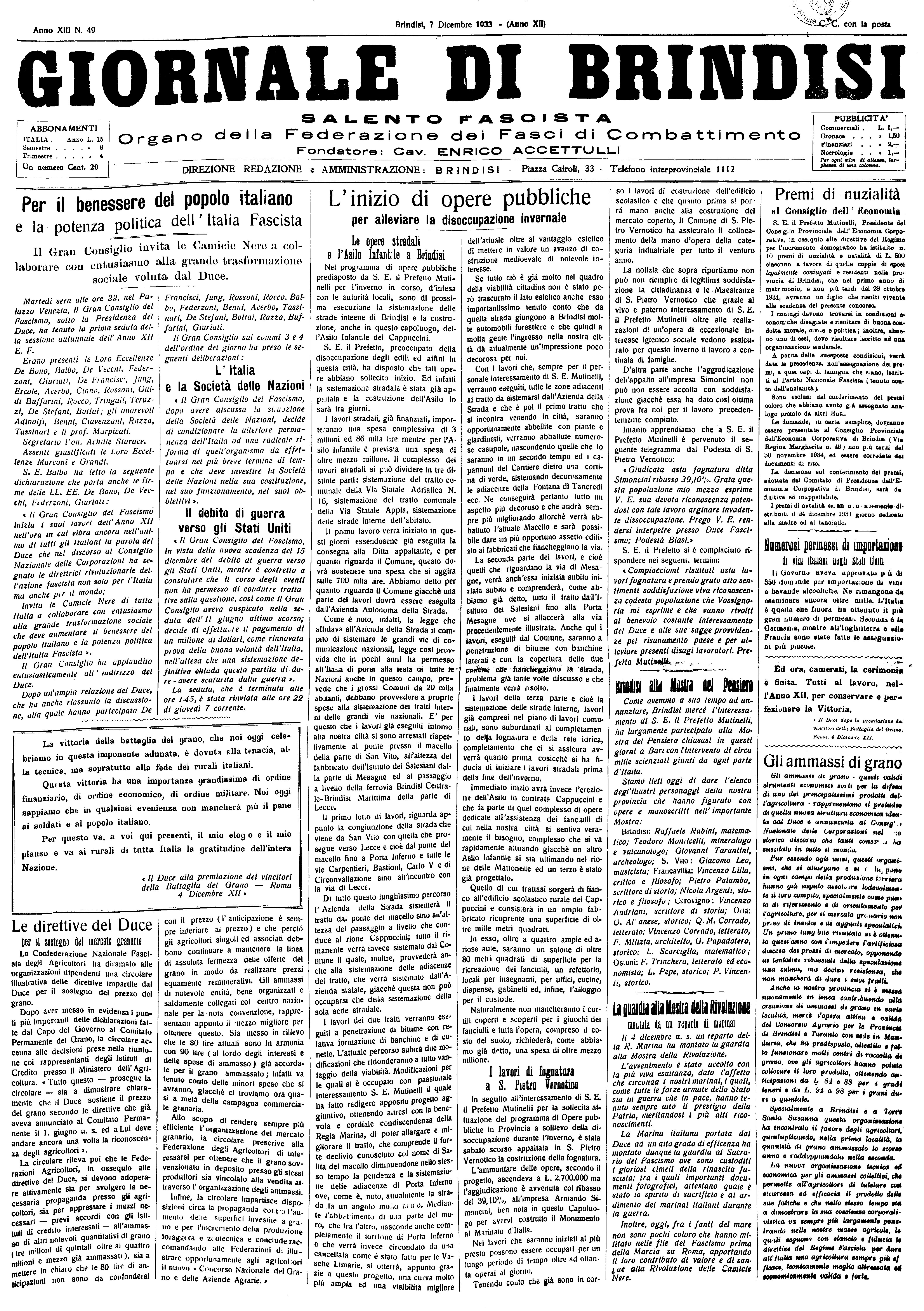 A. XI, n. 49 (07 Dic. 1933)