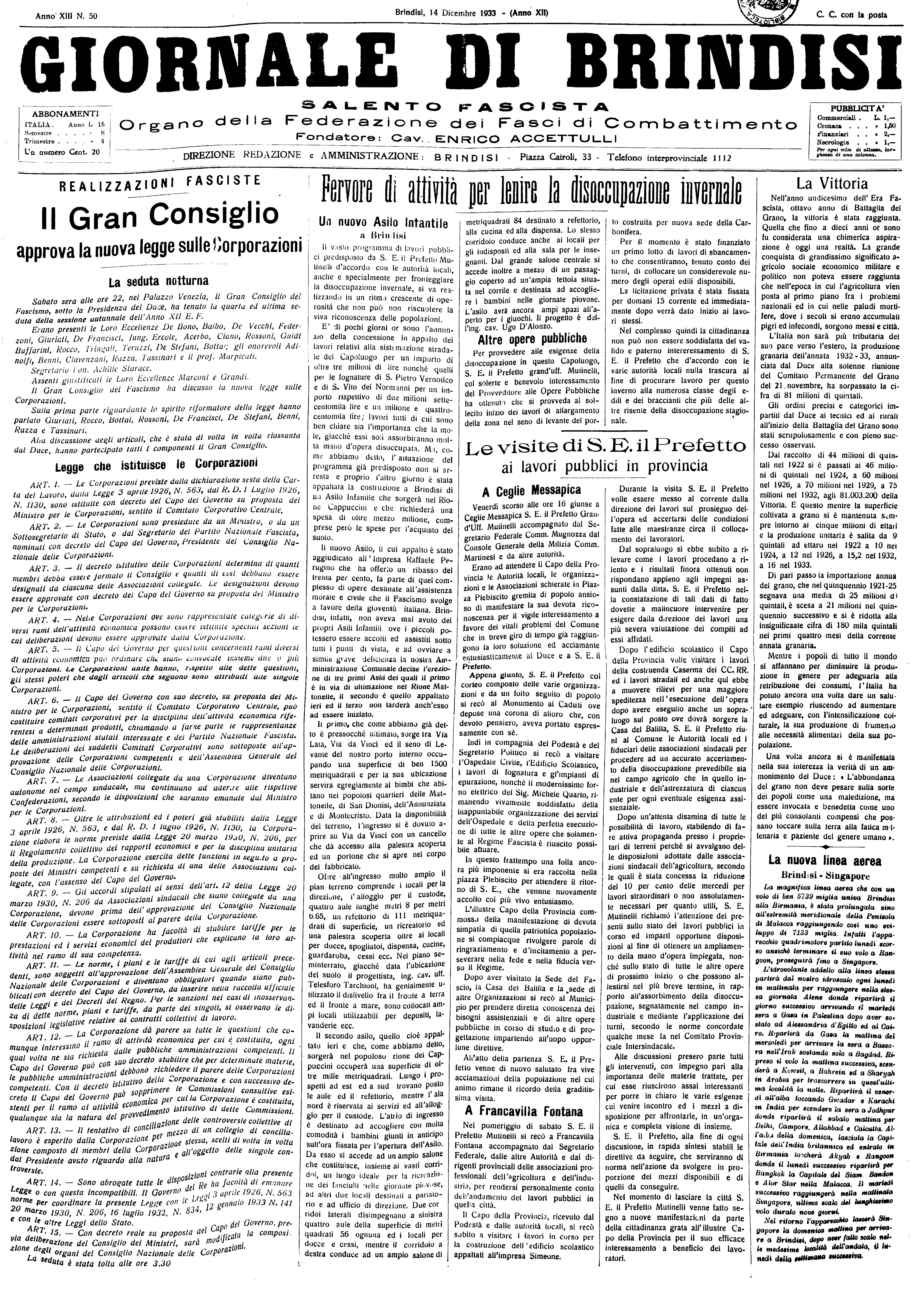 A. XI, n. 50 (14 Dic. 1933)