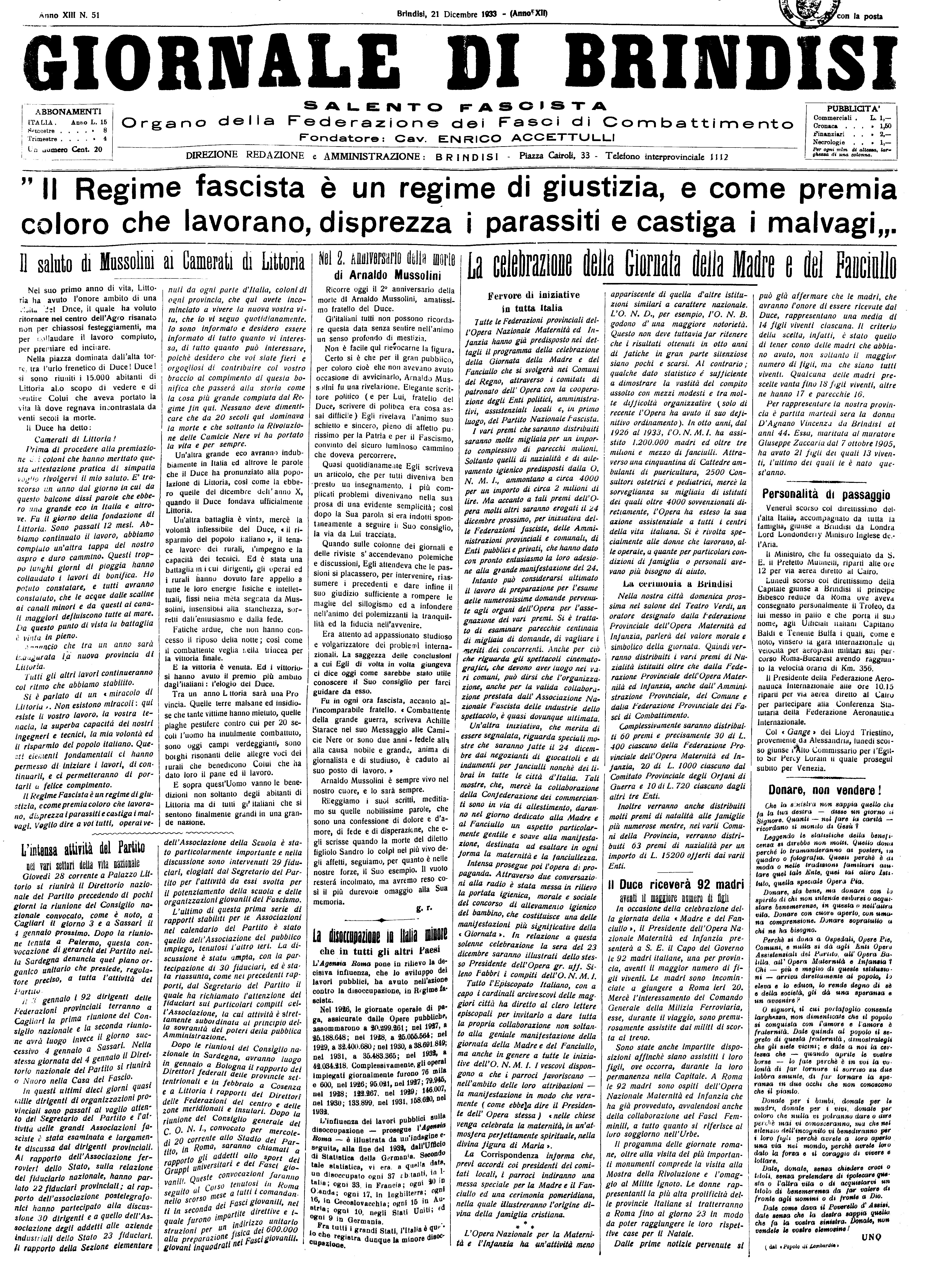 A. XI, n. 51 (21 Dic. 1933)