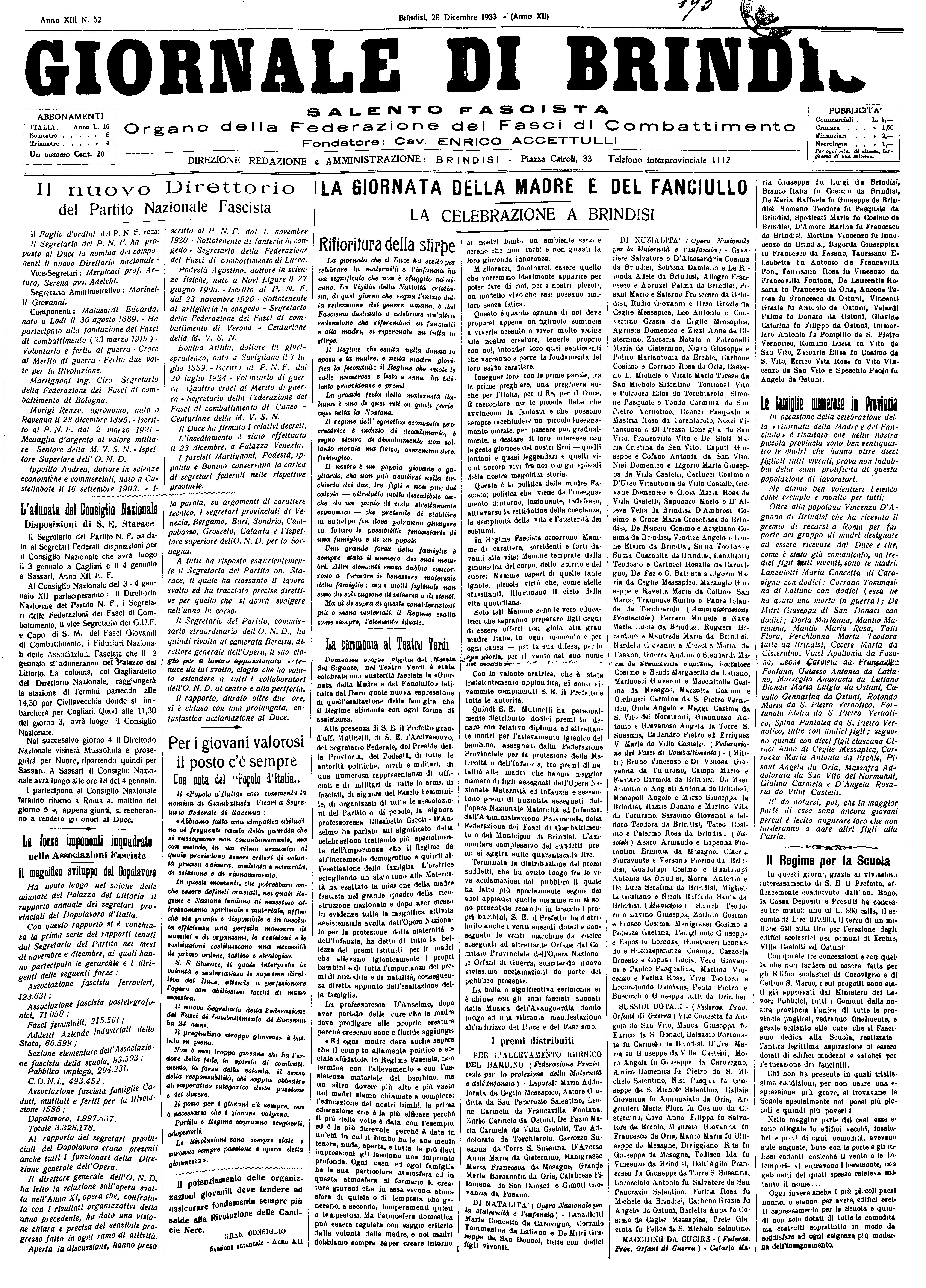 A. XI, n. 52 (28 Dic. 1933)