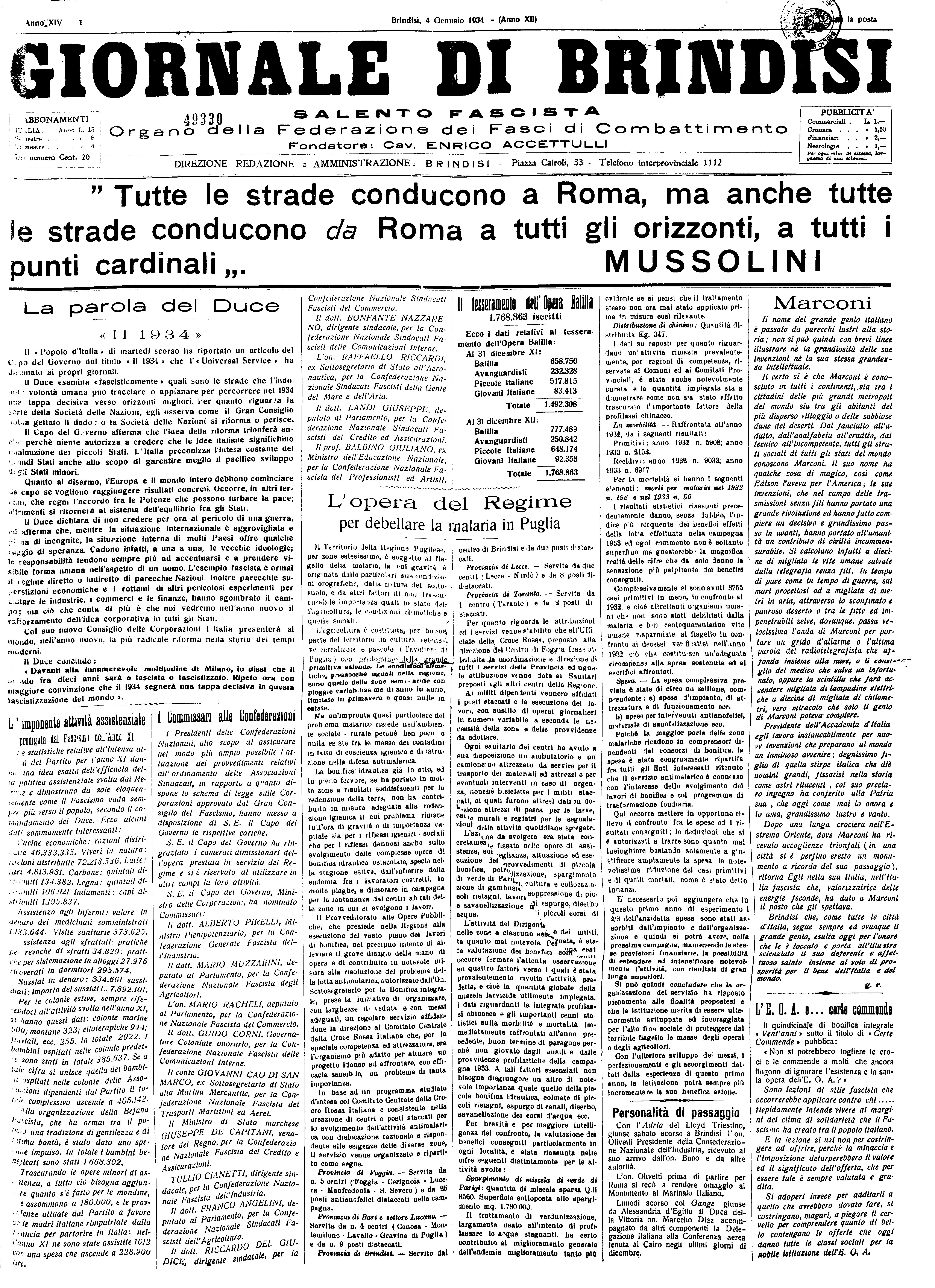 A. XII, n. 01 (04 Genn. 1934)
