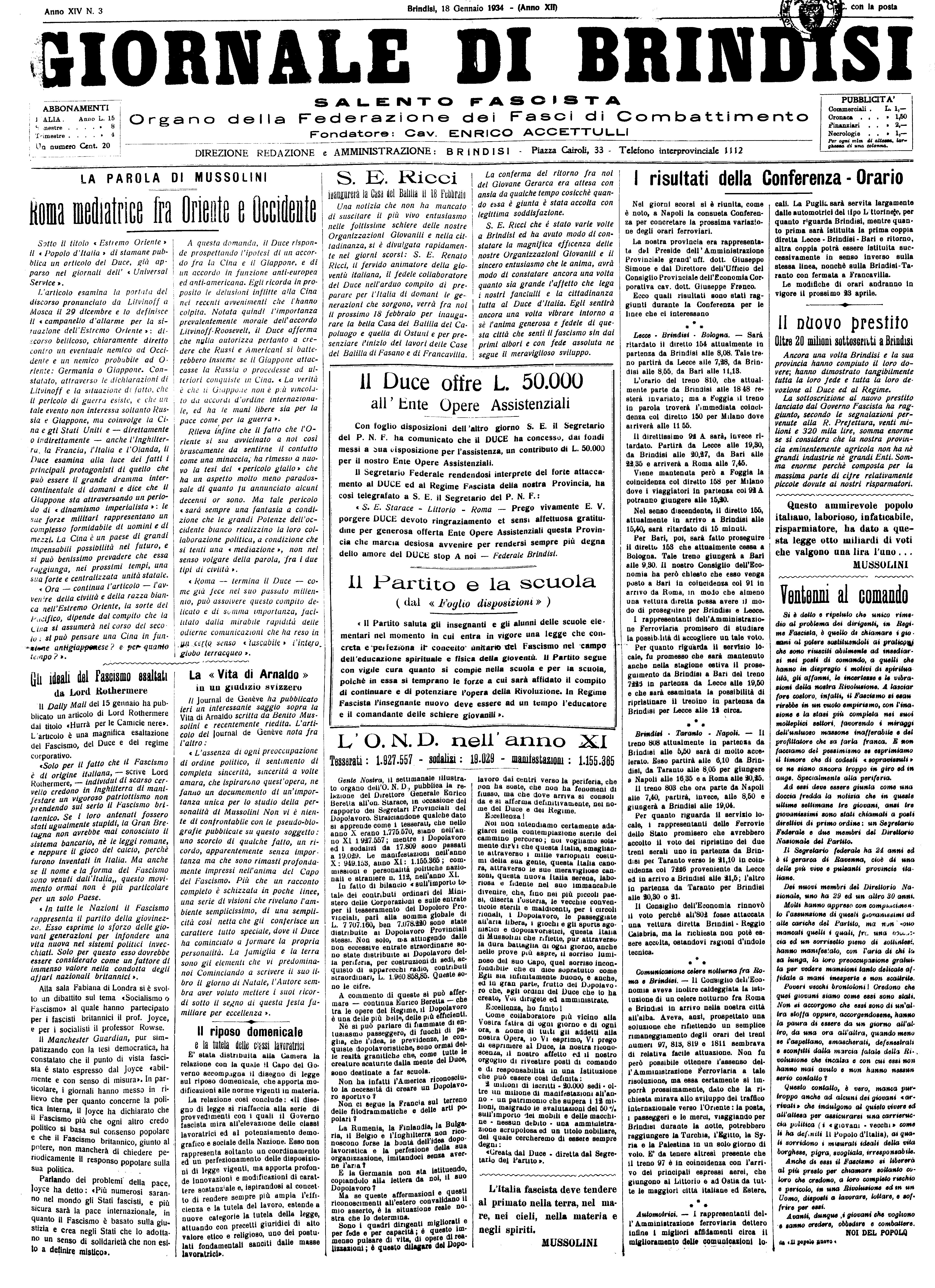 A. XII, n. 03 (18 Genn. 1934)