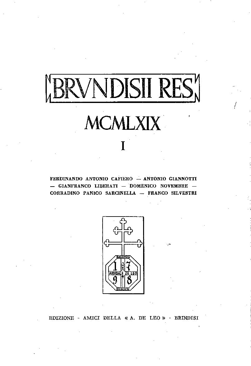 1) BRVNDISII RES I MCMLXIX (1969)