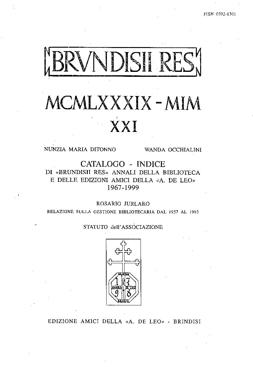 19) BRVNDISII RES XXI MIM 1989