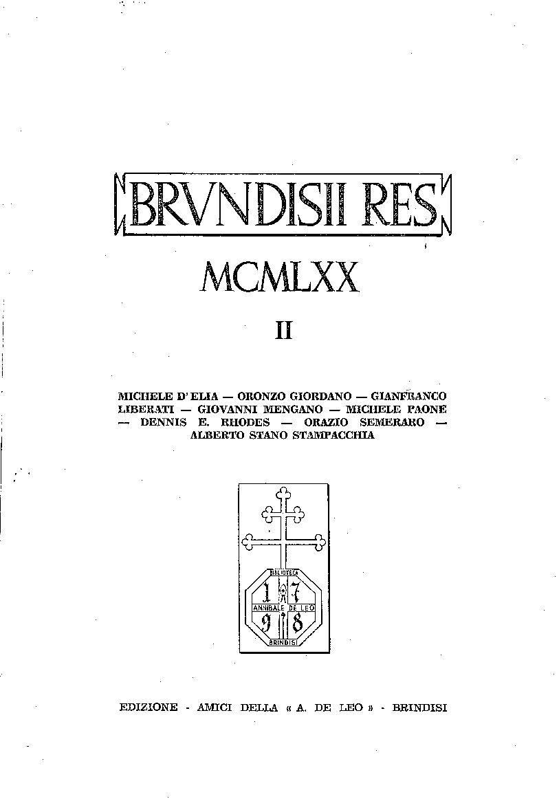2) BRVNDISII RES II MCMLXX (1970)